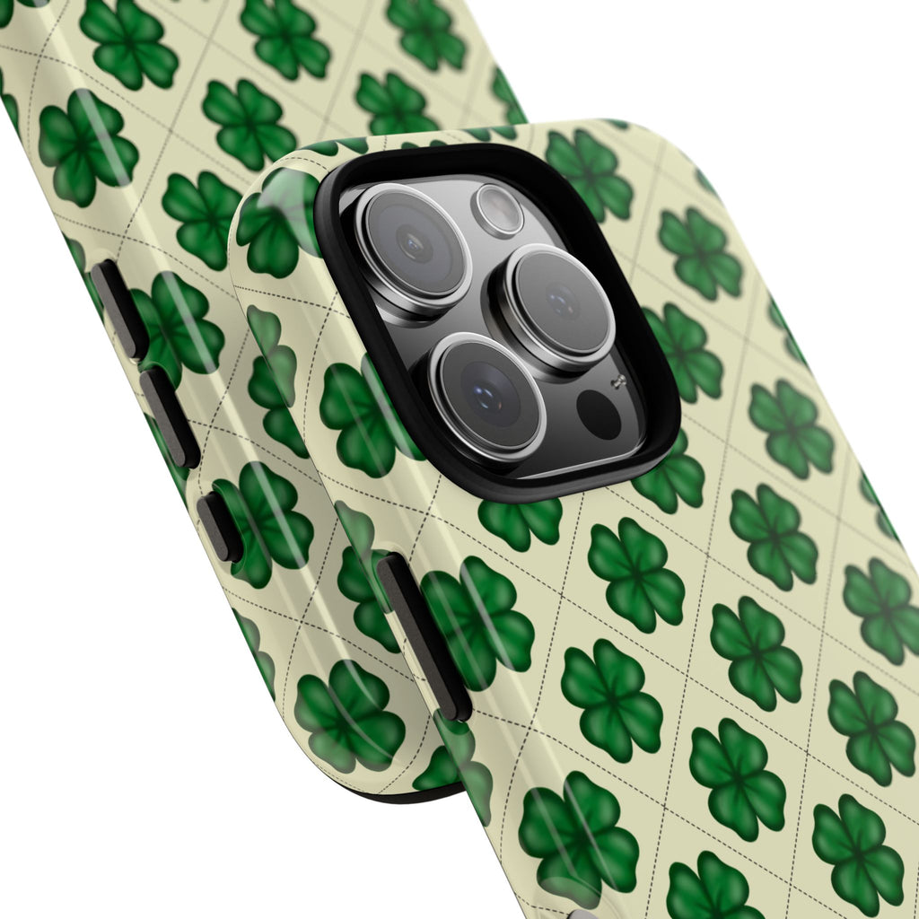 St. Patrick’s Shamrock Tough Phone Case — Green Clover Pattern