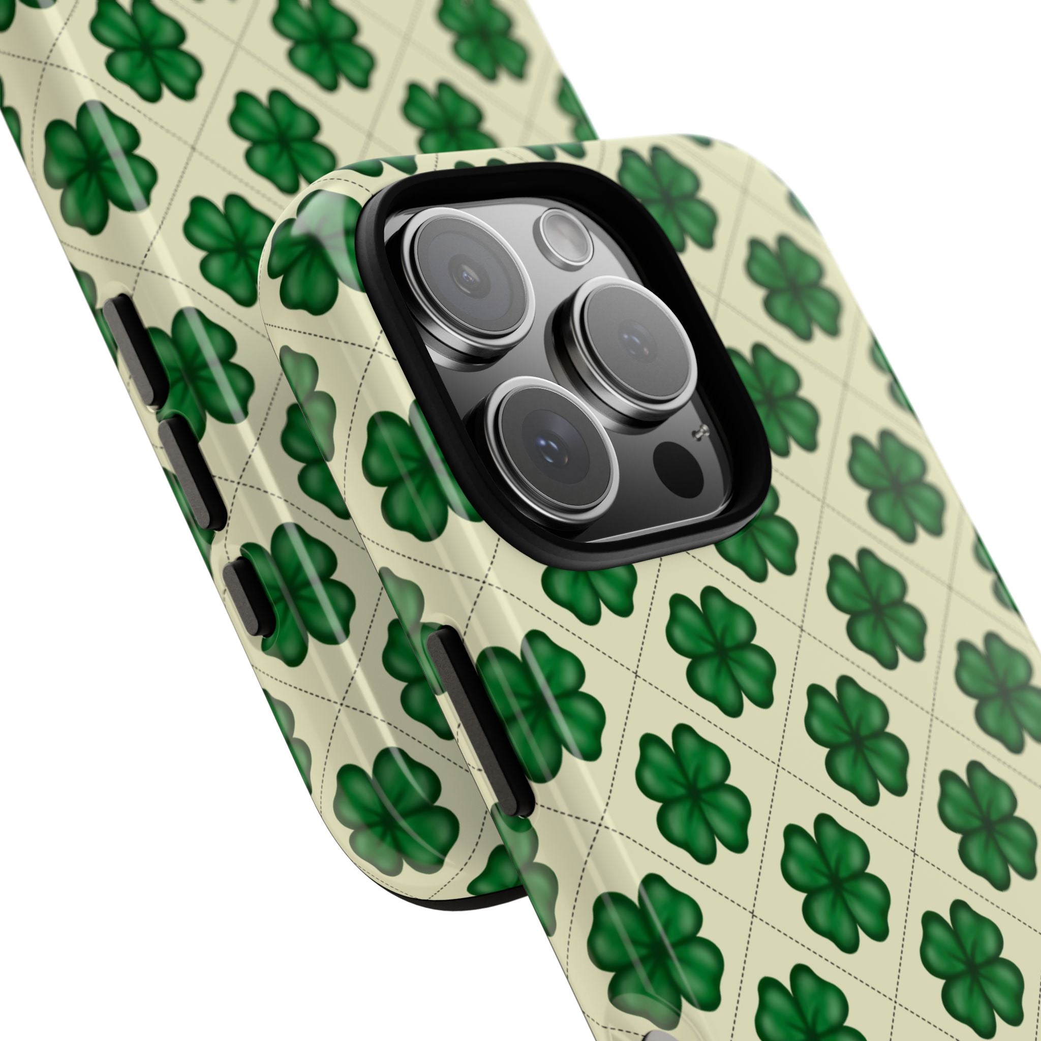 St. Patrick’s Shamrock Tough Phone Case — Green Clover Pattern