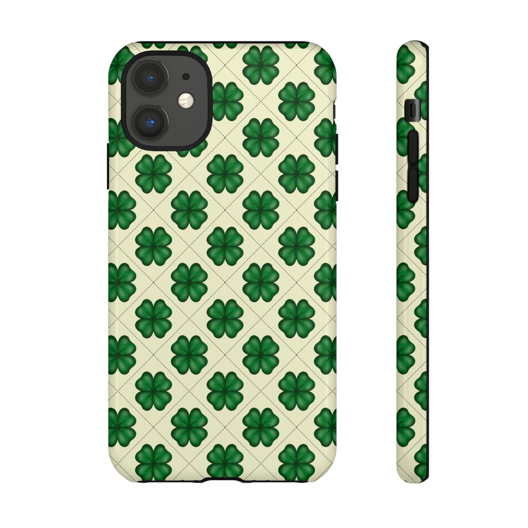 St. Patrick’s Shamrock Tough Phone Case — Green Clover Pattern
