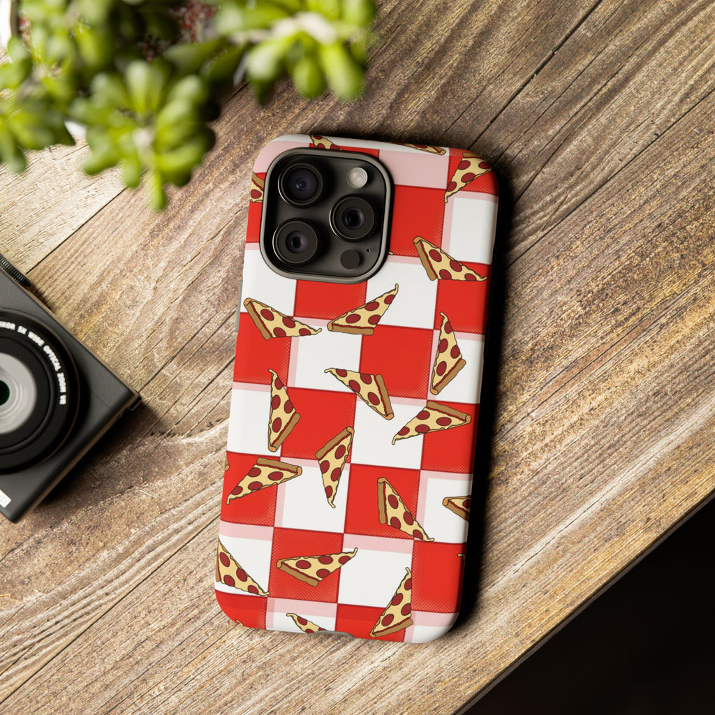 Pizza Pattern Phone Case — Red Picnic Table Pepperoni Design
