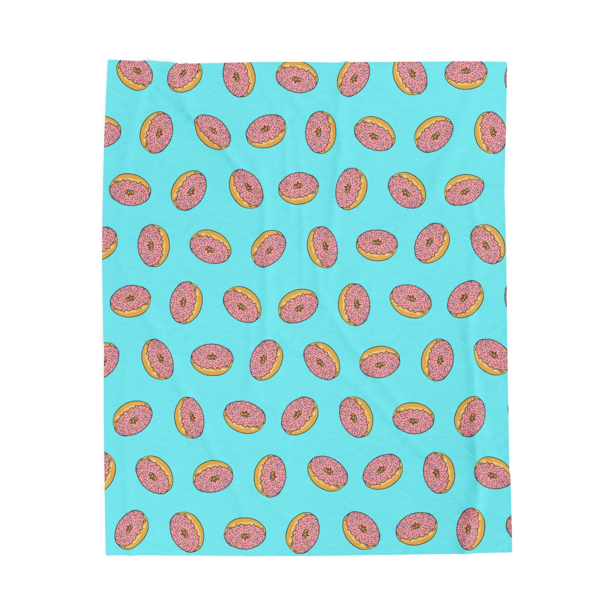 Pink Donut Pattern Velveteen Plush Blanket | Blue Sprinkle Bakery Throw