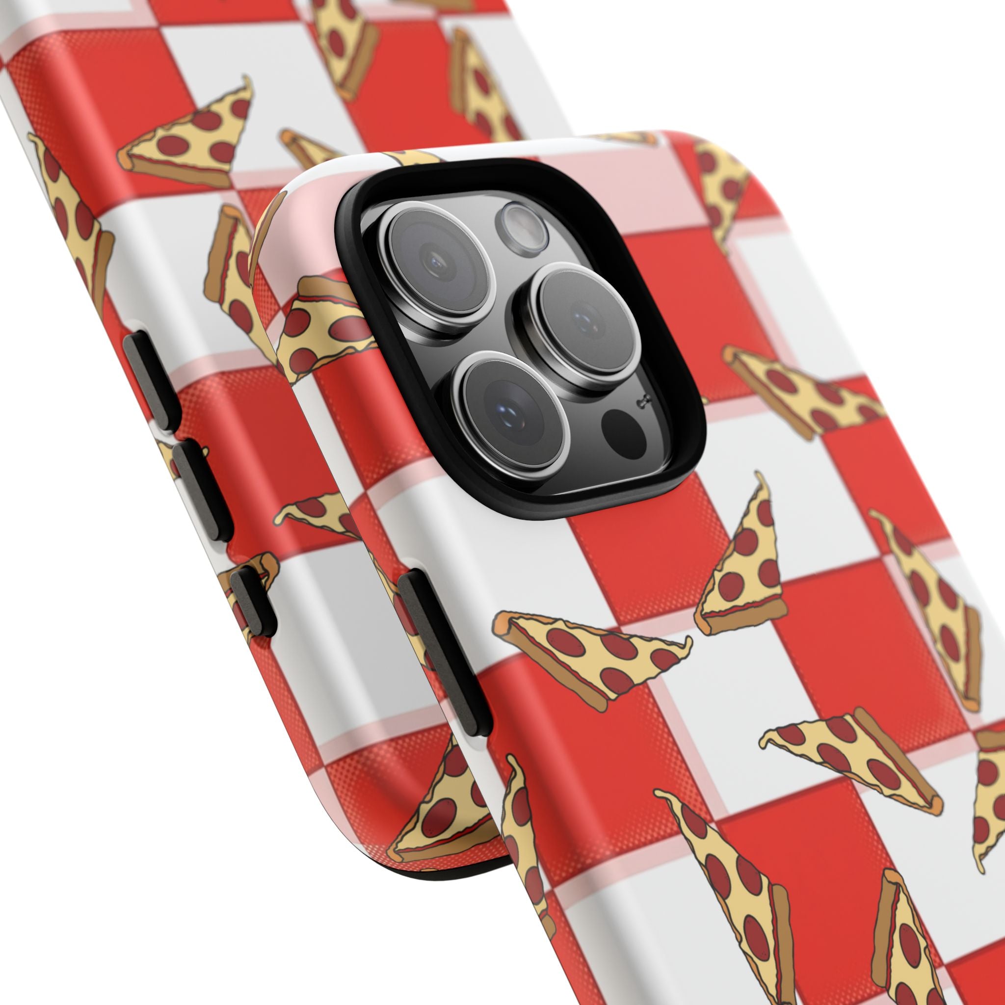 Pizza Pattern Phone Case — Red Picnic Table Pepperoni Design