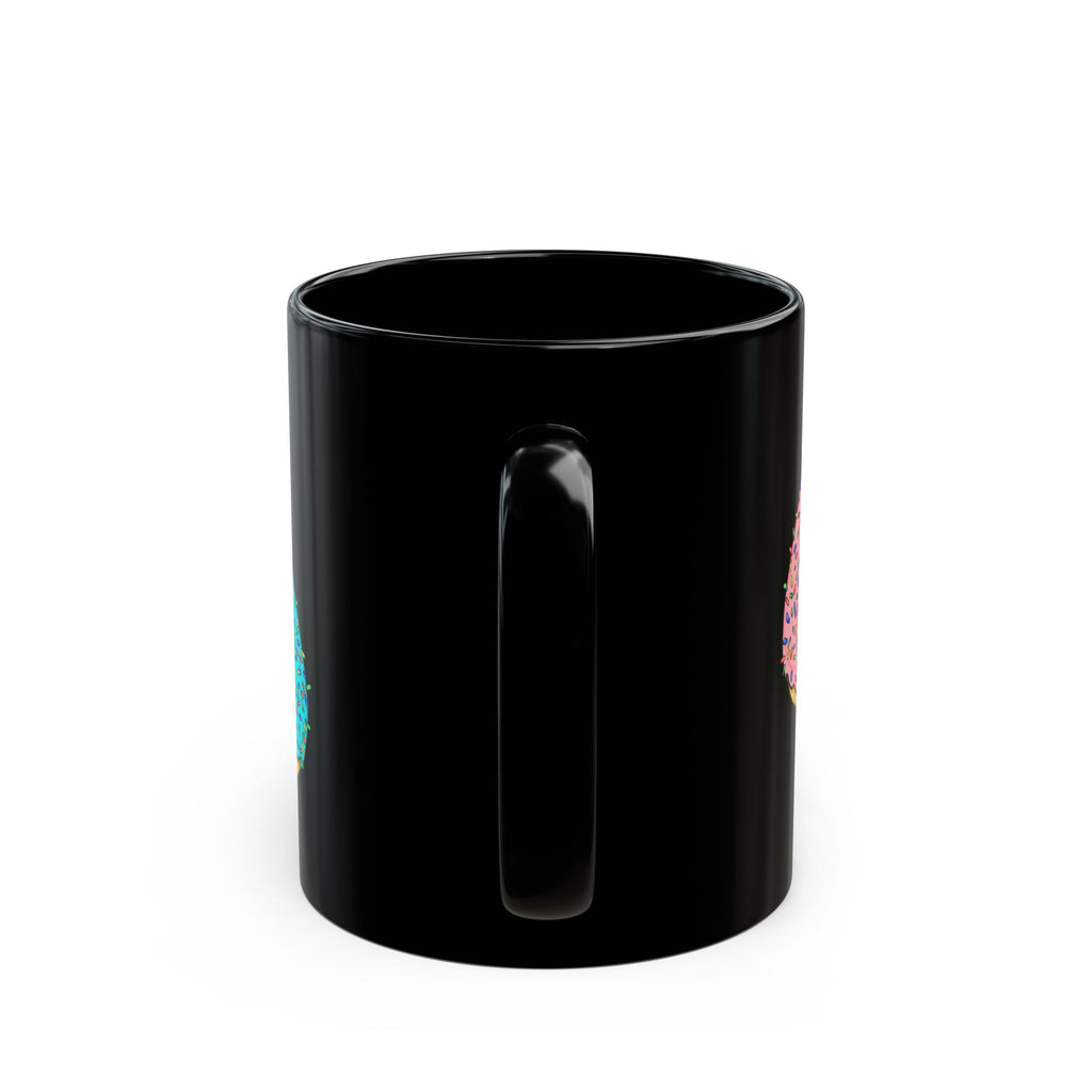 Colorful Sprinkled Donuts Black Mug | Ceramic Coffee Cup