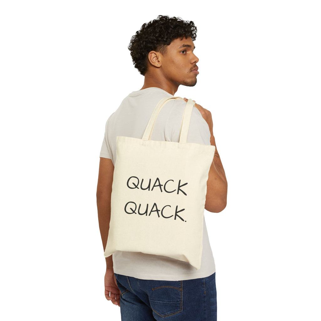Rubber Duck Canvas Tote — "QUACK QUACK" Funny Cotton Grocery Bag