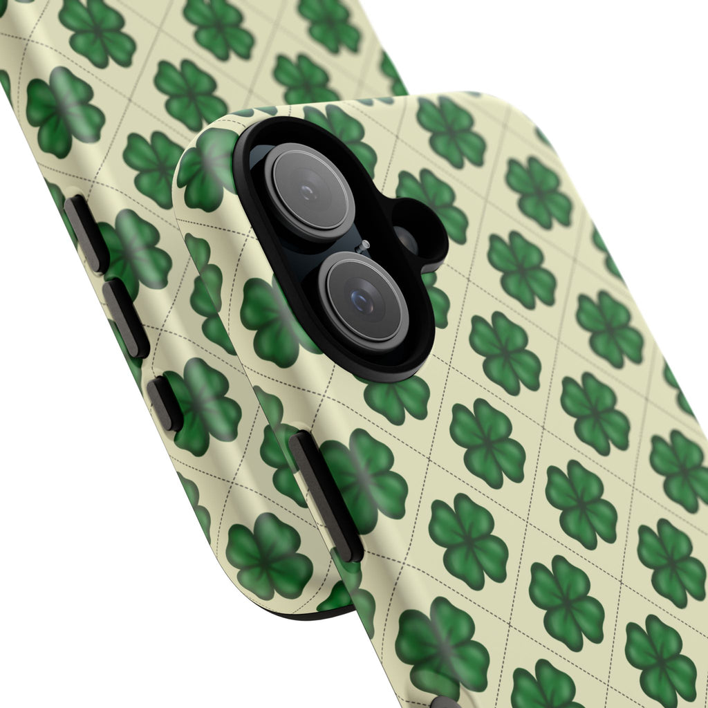 St. Patrick’s Shamrock Tough Phone Case — Green Clover Pattern