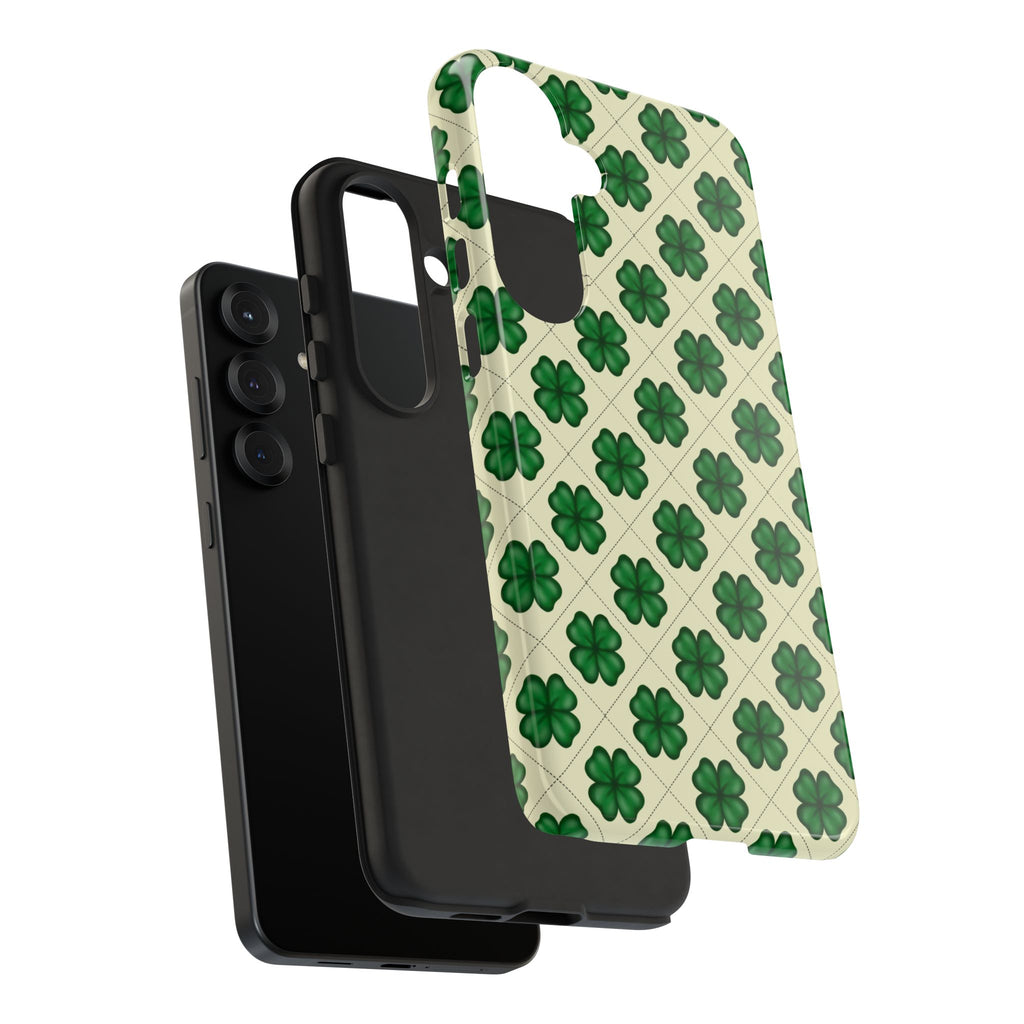 St. Patrick’s Shamrock Tough Phone Case — Green Clover Pattern