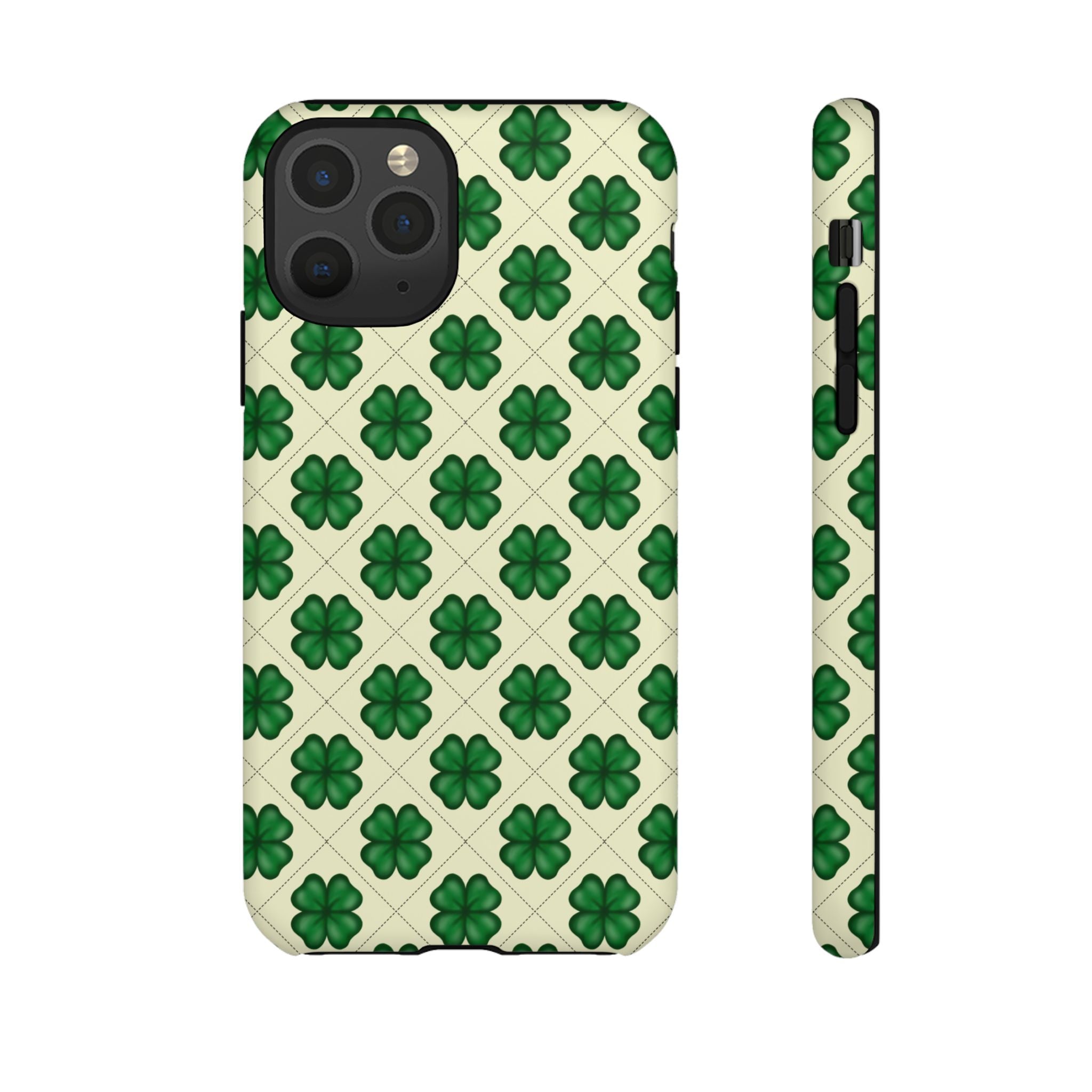 St. Patrick’s Shamrock Tough Phone Case — Green Clover Pattern