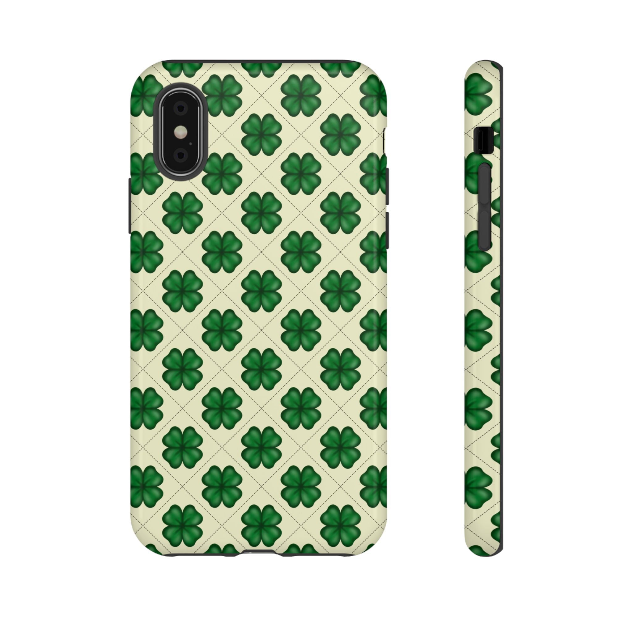 St. Patrick’s Shamrock Tough Phone Case — Green Clover Pattern