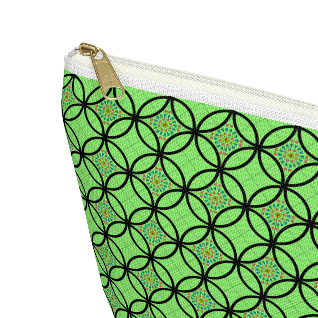 Green Geometric Accessory Pouch — T‑Bottom Makeup Bag