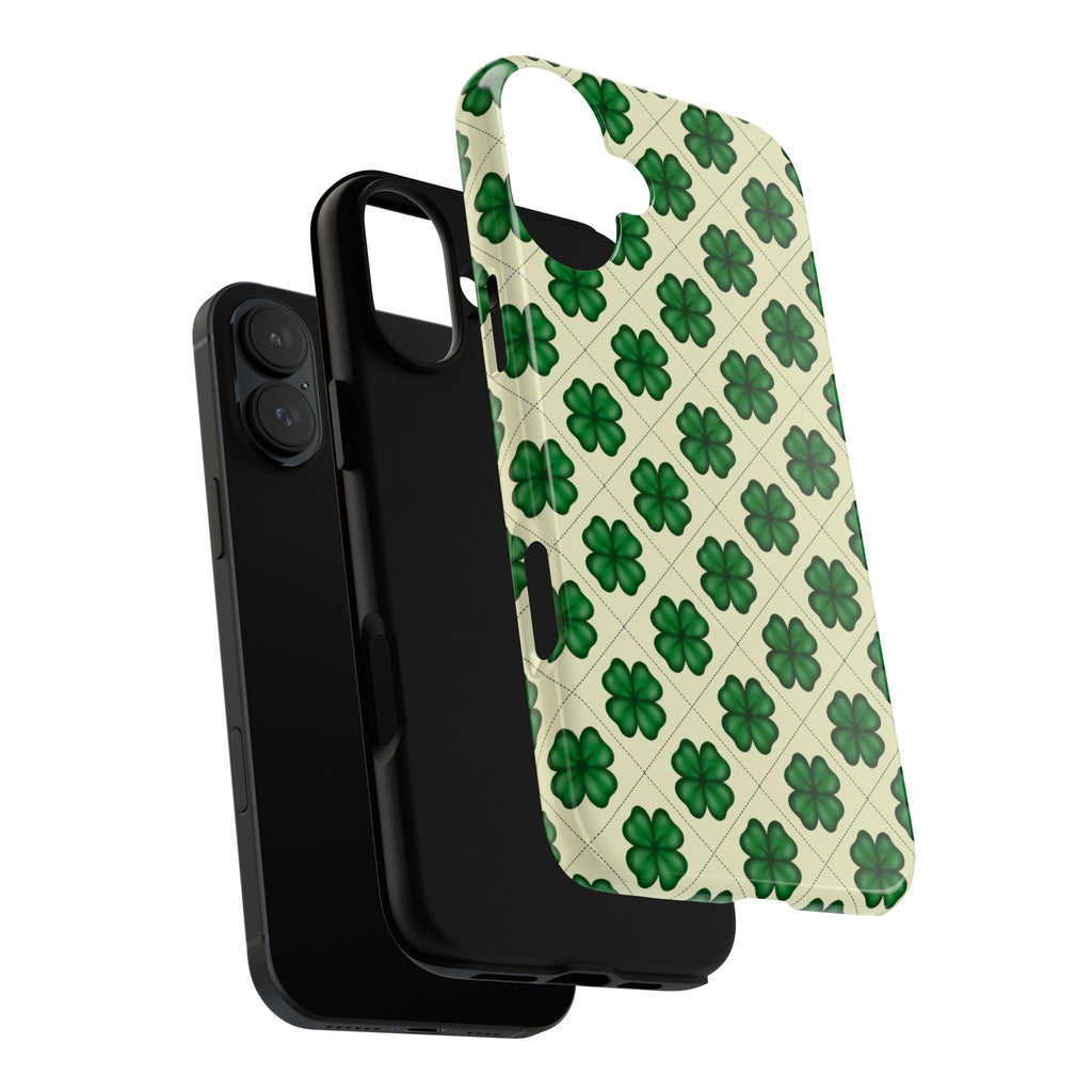 St. Patrick’s Shamrock Tough Phone Case — Green Clover Pattern