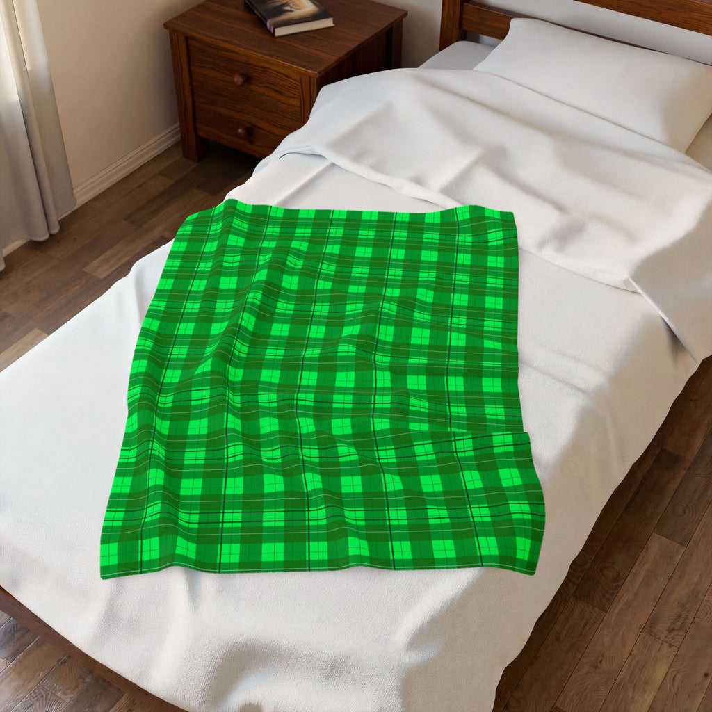 Green Buffalo Plaid Velveteen Plush Blanket