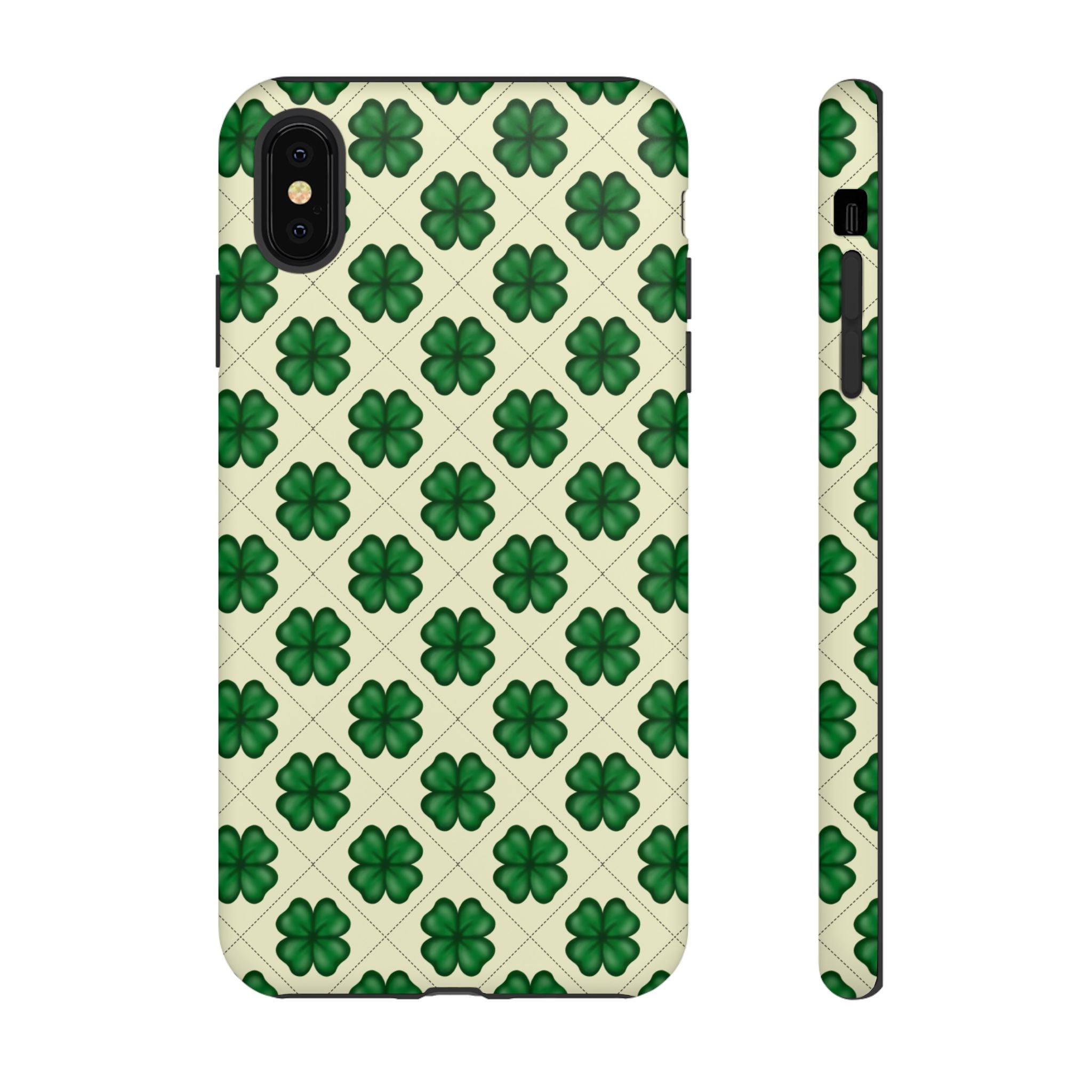 St. Patrick’s Shamrock Tough Phone Case — Green Clover Pattern