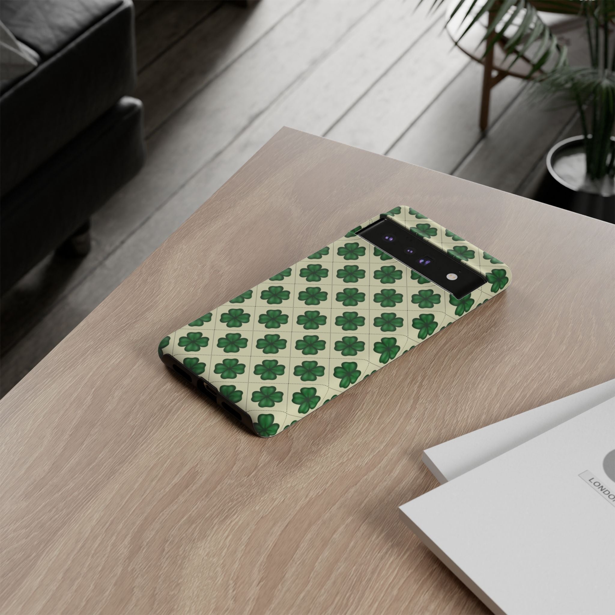 St. Patrick’s Shamrock Tough Phone Case — Green Clover Pattern