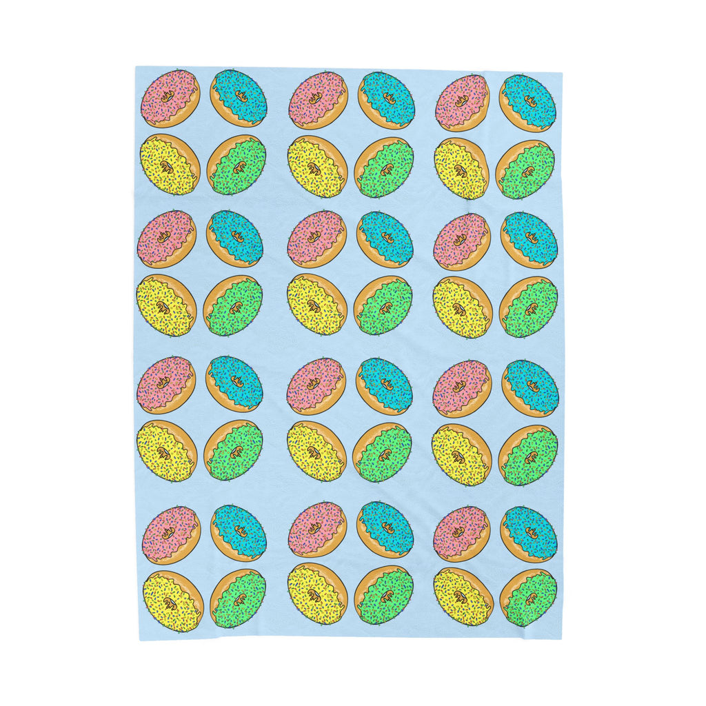 Donut Pattern Velveteen Plush Blanket — Colorful Sprinkles Throw for Cozy Home & Gifts