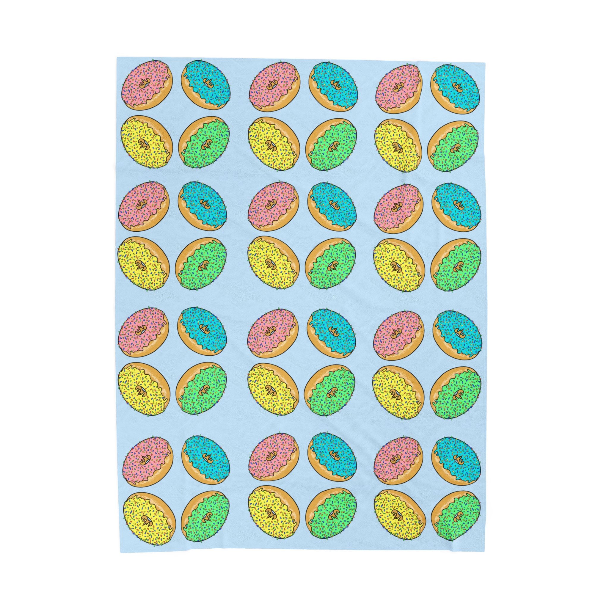 Donut Pattern Velveteen Plush Blanket — Colorful Sprinkles Throw for Cozy Home & Gifts