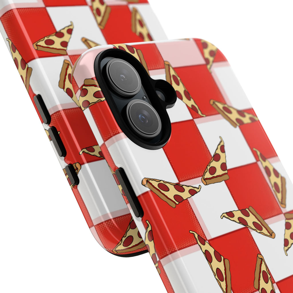 Pizza Pattern Phone Case — Red Picnic Table Pepperoni Design