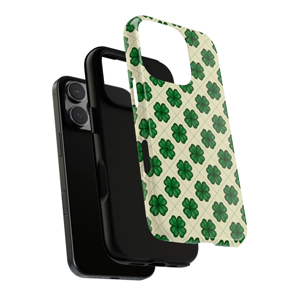 St. Patrick’s Shamrock Tough Phone Case — Green Clover Pattern