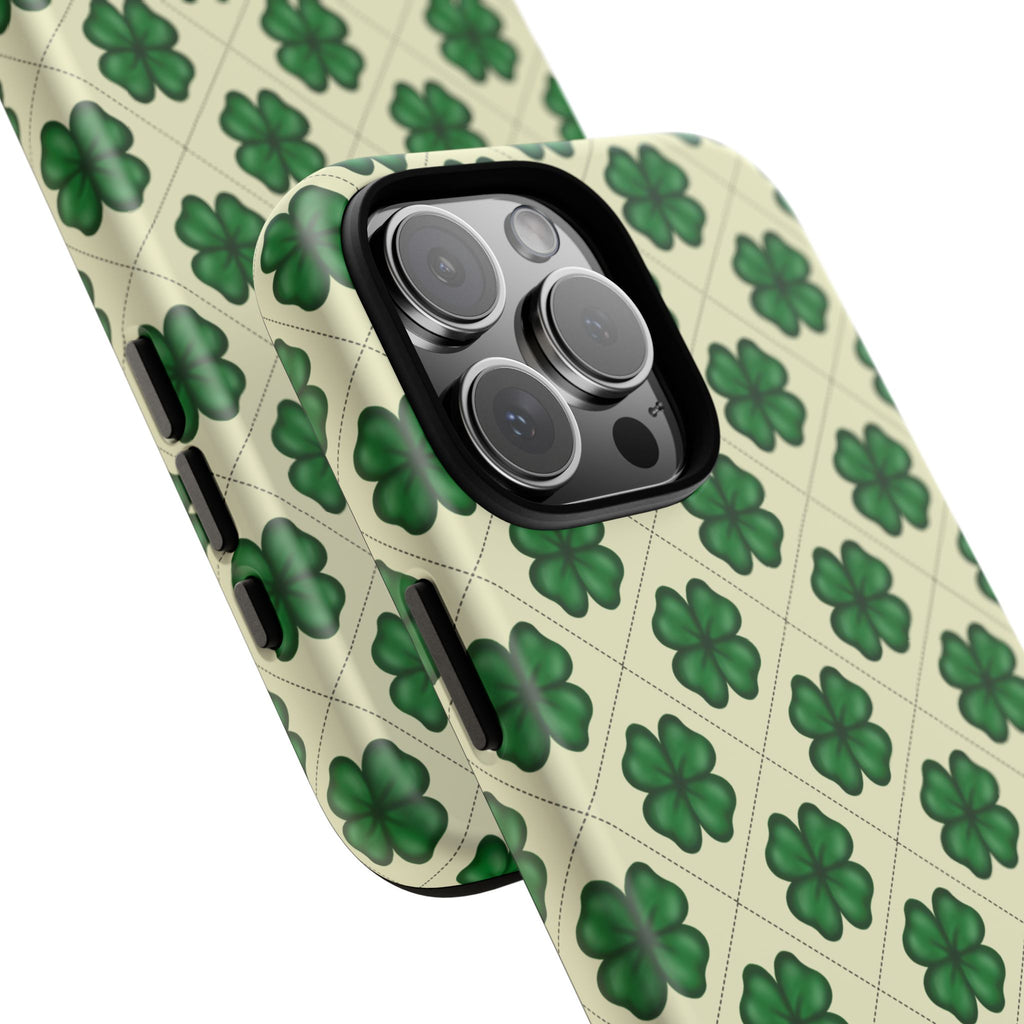St. Patrick’s Shamrock Tough Phone Case — Green Clover Pattern