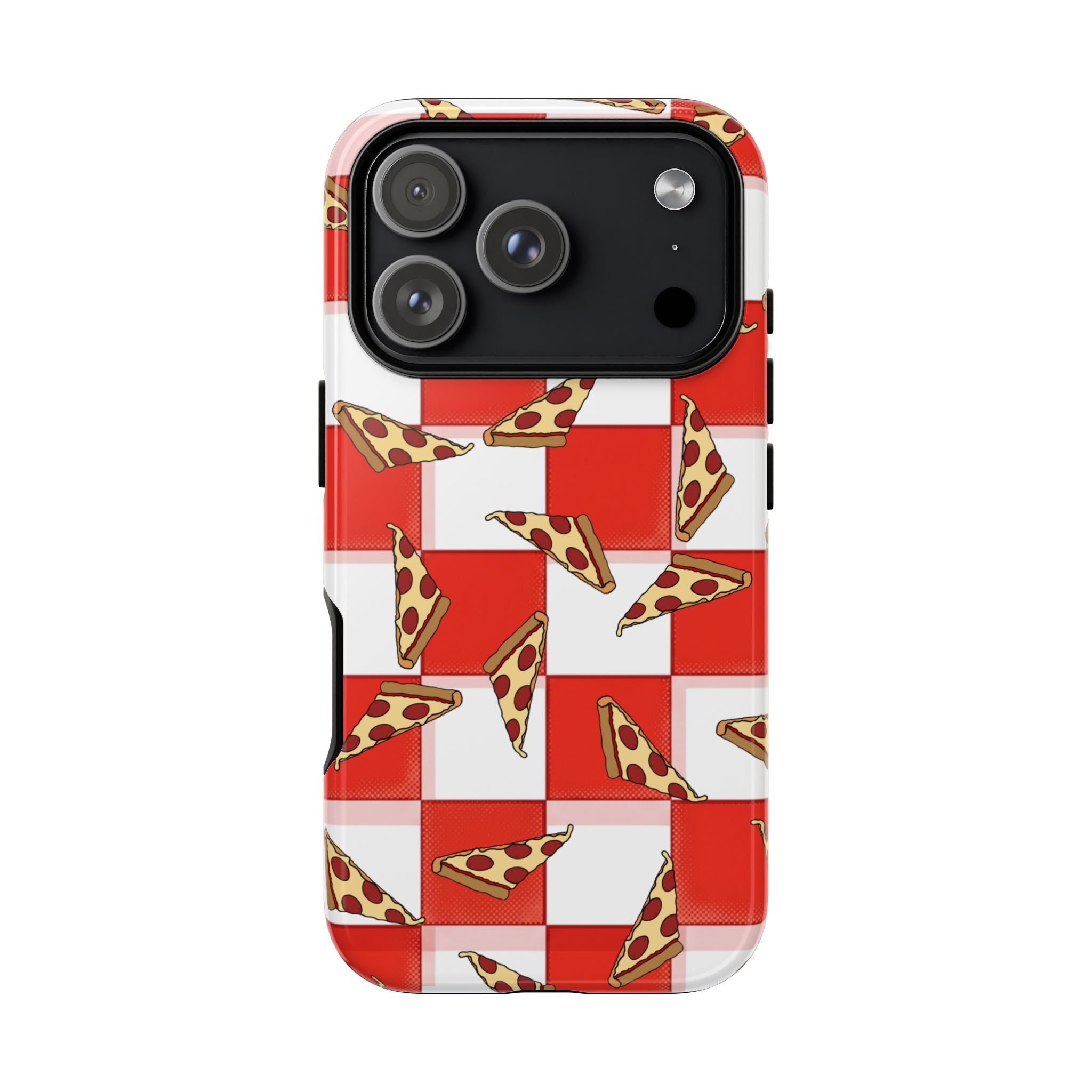 Pizza Pattern Phone Case — Red Picnic Table Pepperoni Design