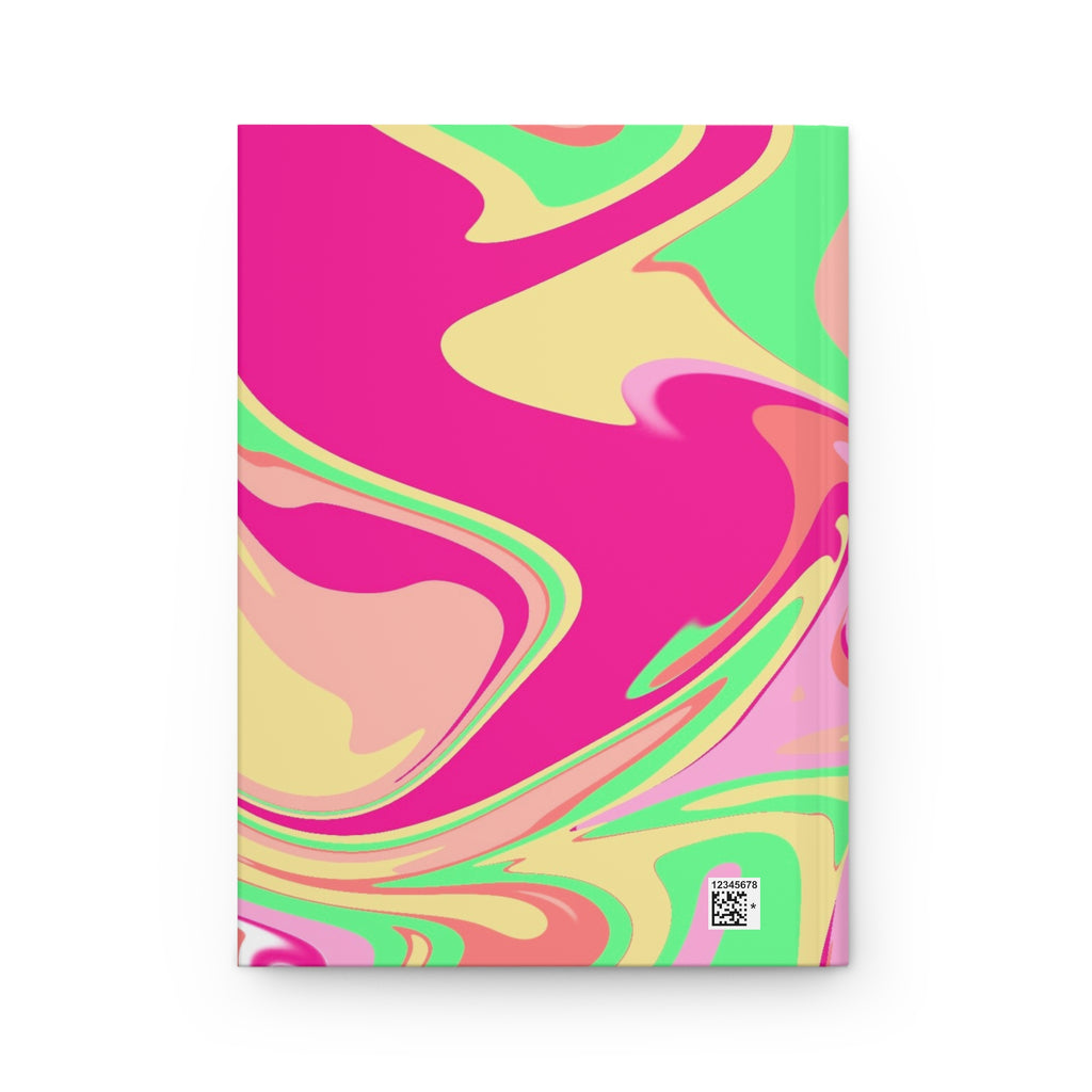 Hardcover Journal — Retro Neon Swirl Marble Notebook for Notes & Journaling