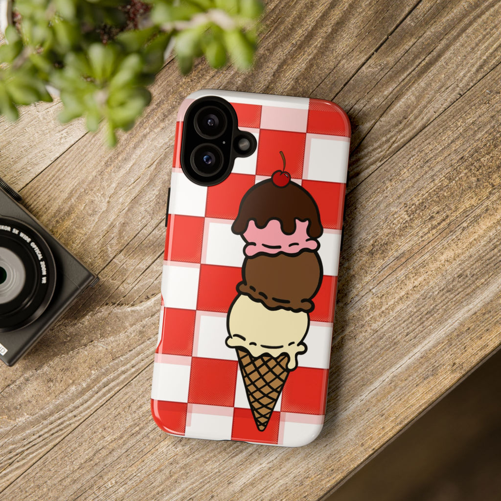 Neapolitan Ice Cream Picnic iPhone Case — 'Tough Cases' Design