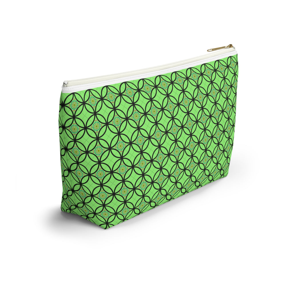Green Geometric Accessory Pouch — T‑Bottom Makeup Bag