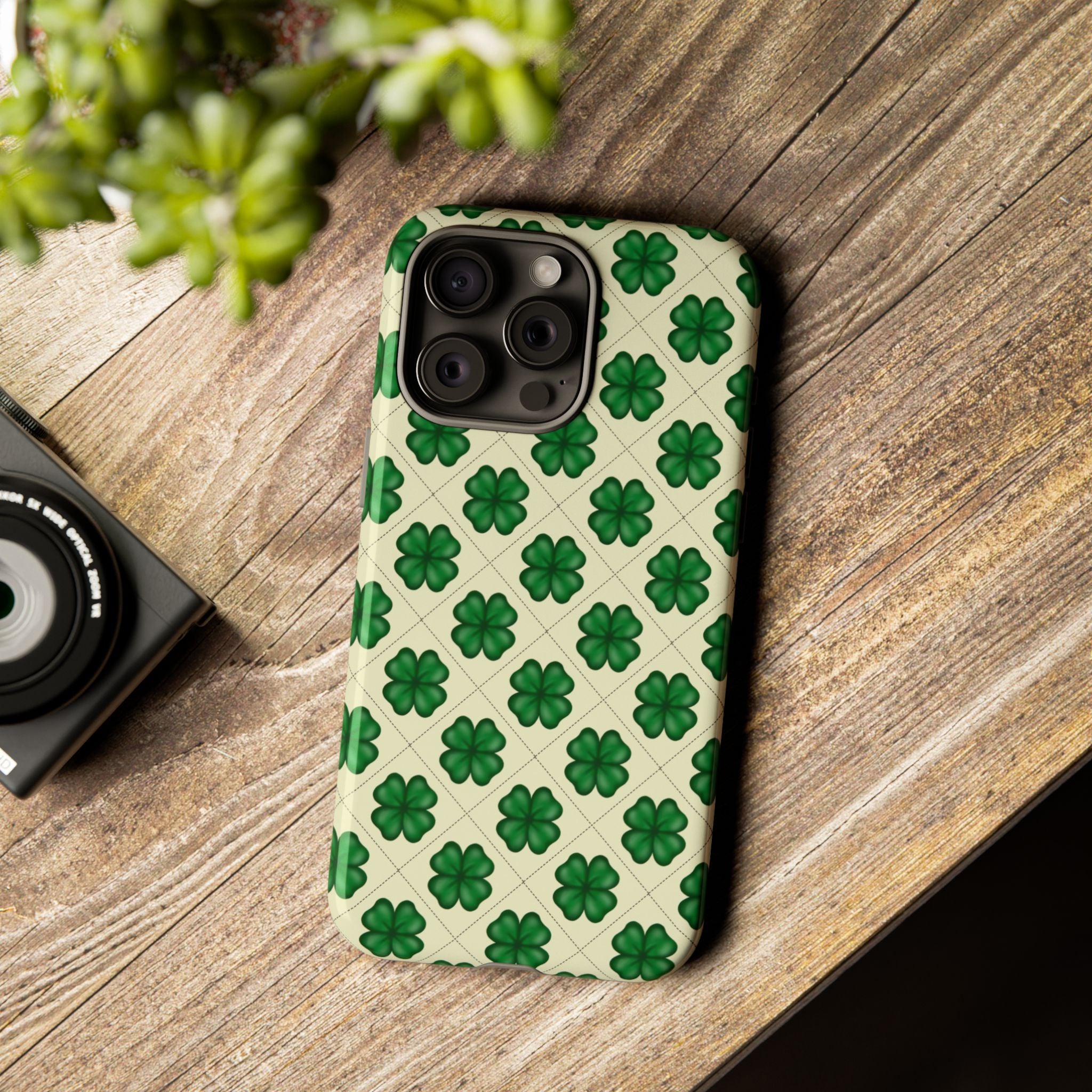 St. Patrick’s Shamrock Tough Phone Case — Green Clover Pattern