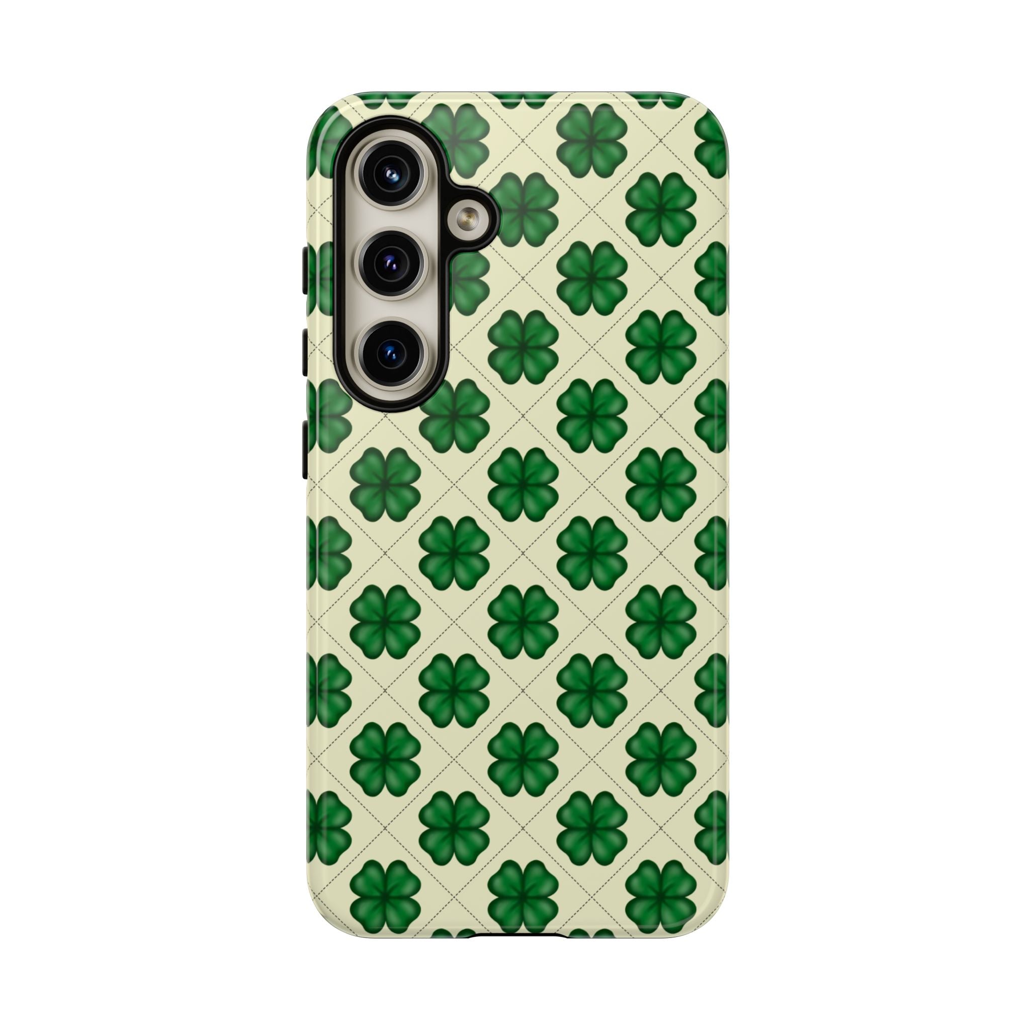 St. Patrick’s Shamrock Tough Phone Case — Green Clover Pattern