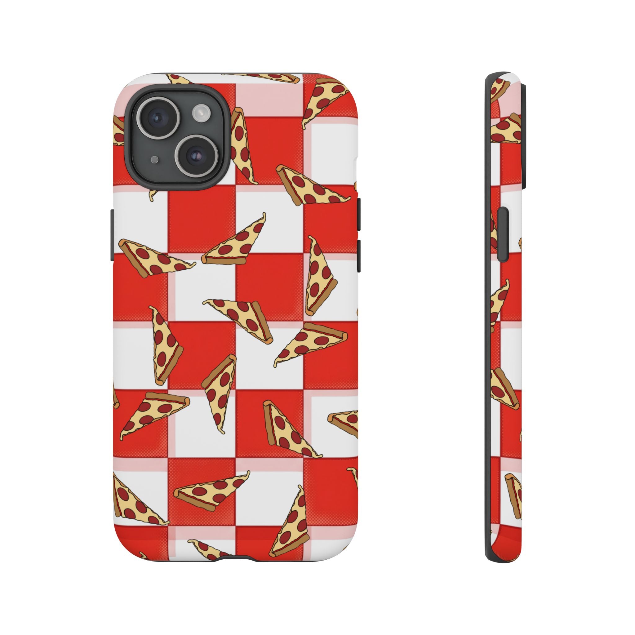 Pizza Pattern Phone Case — Red Picnic Table Pepperoni Design