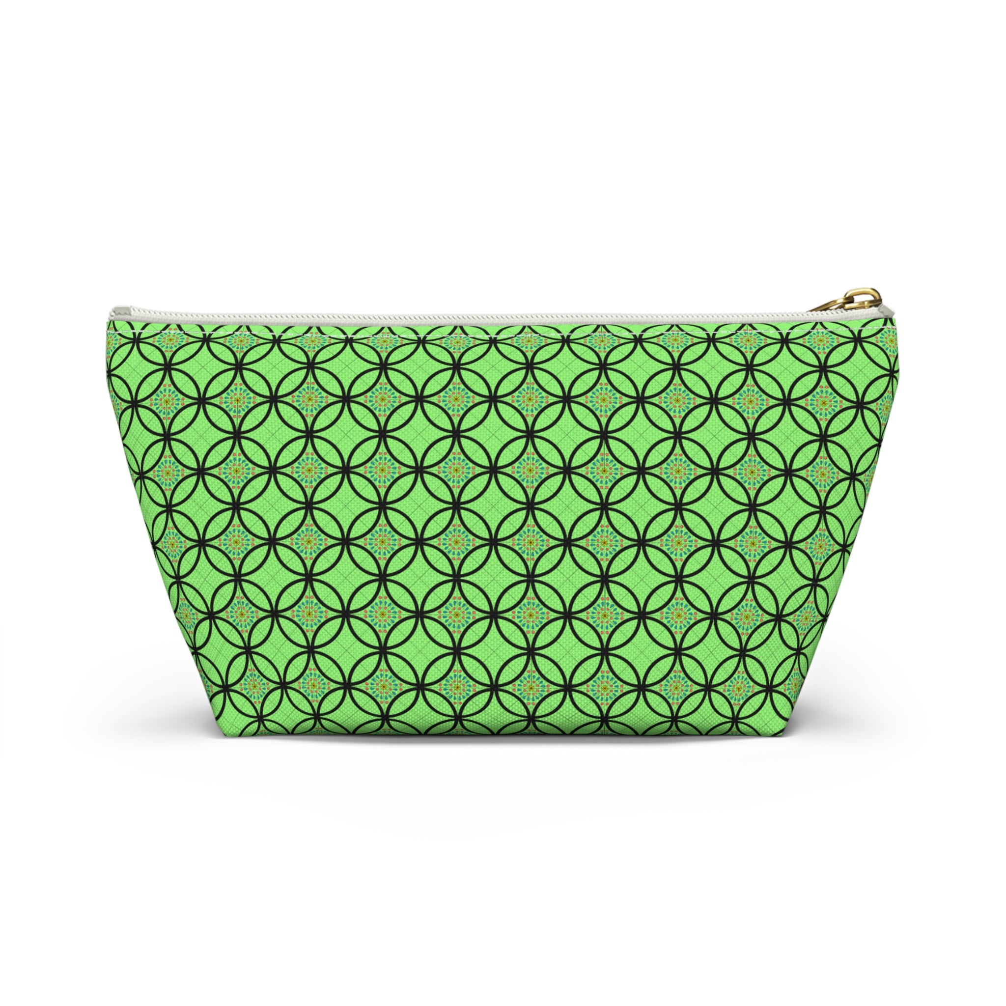 Green Geometric Accessory Pouch — T‑Bottom Makeup Bag