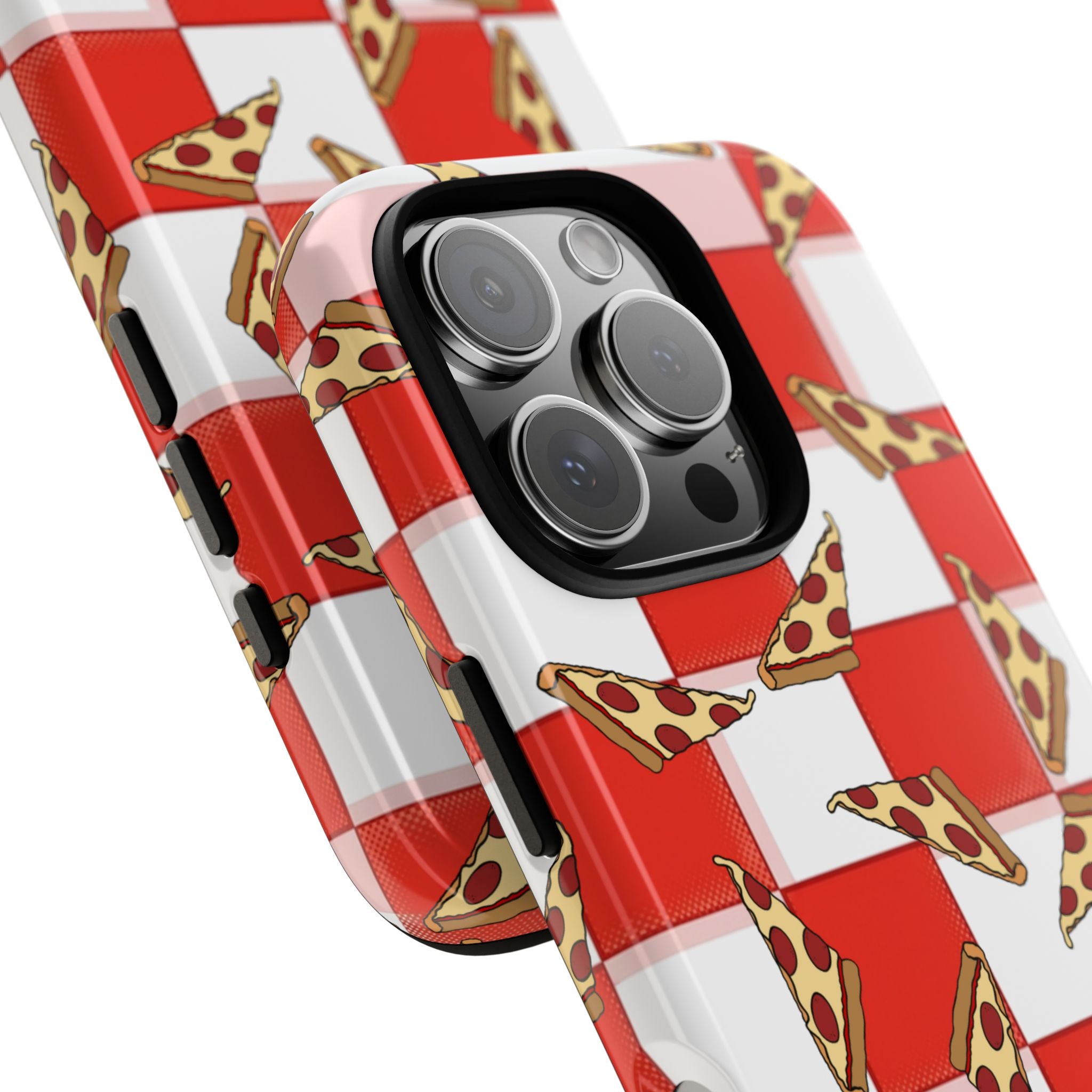 Pizza Pattern Phone Case — Red Picnic Table Pepperoni Design