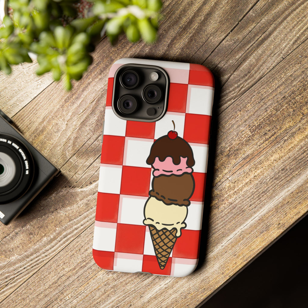 Neapolitan Ice Cream Picnic iPhone Case — 'Tough Cases' Design