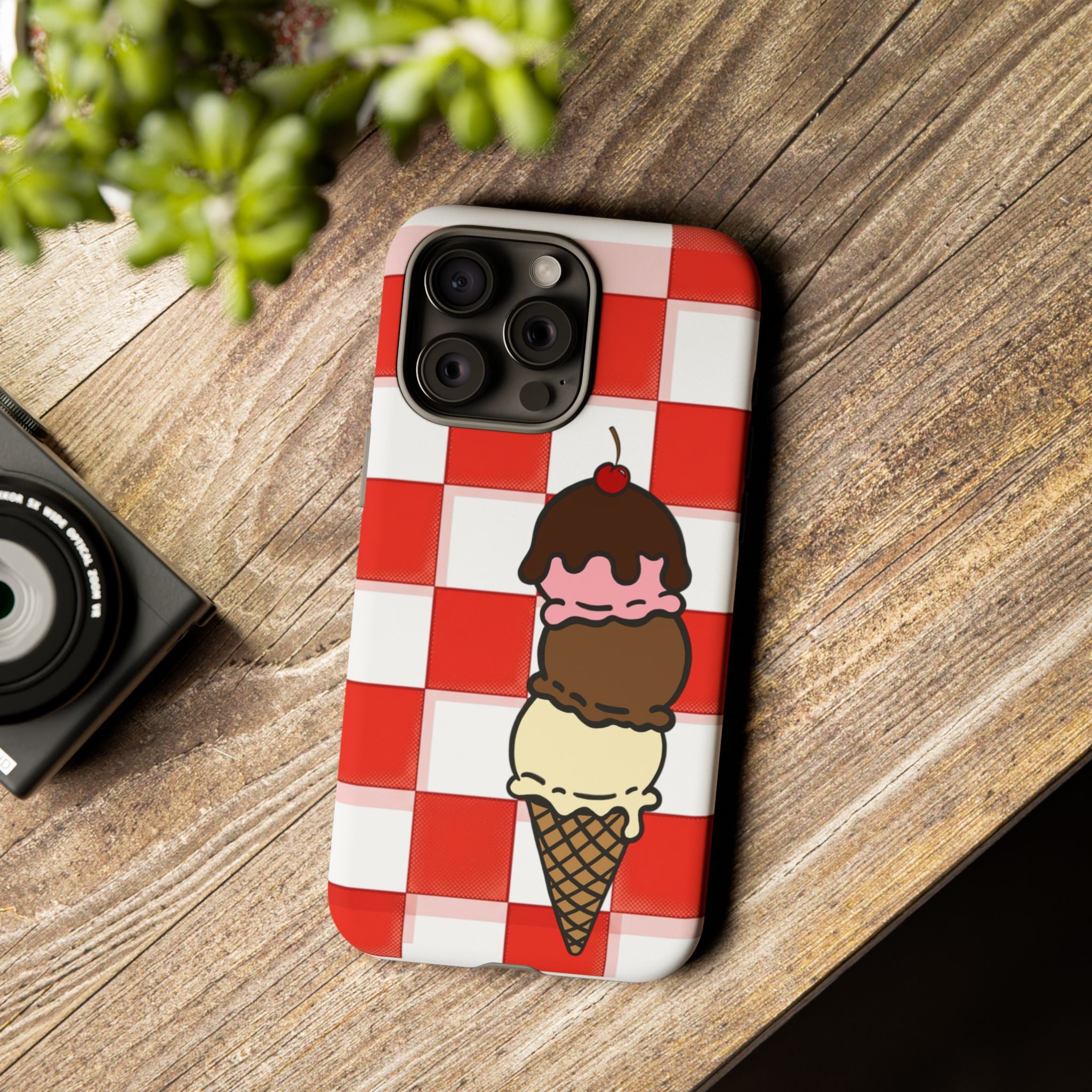 Neapolitan Ice Cream Picnic iPhone Case — 'Tough Cases' Design