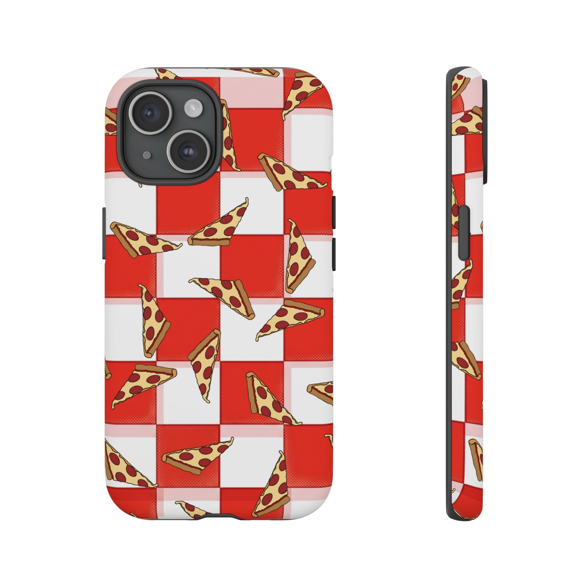 Pizza Pattern Phone Case — Red Picnic Table Pepperoni Design