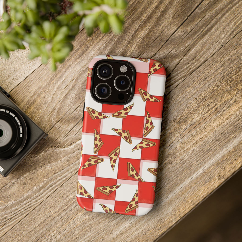 Pizza Pattern Phone Case — Red Picnic Table Pepperoni Design