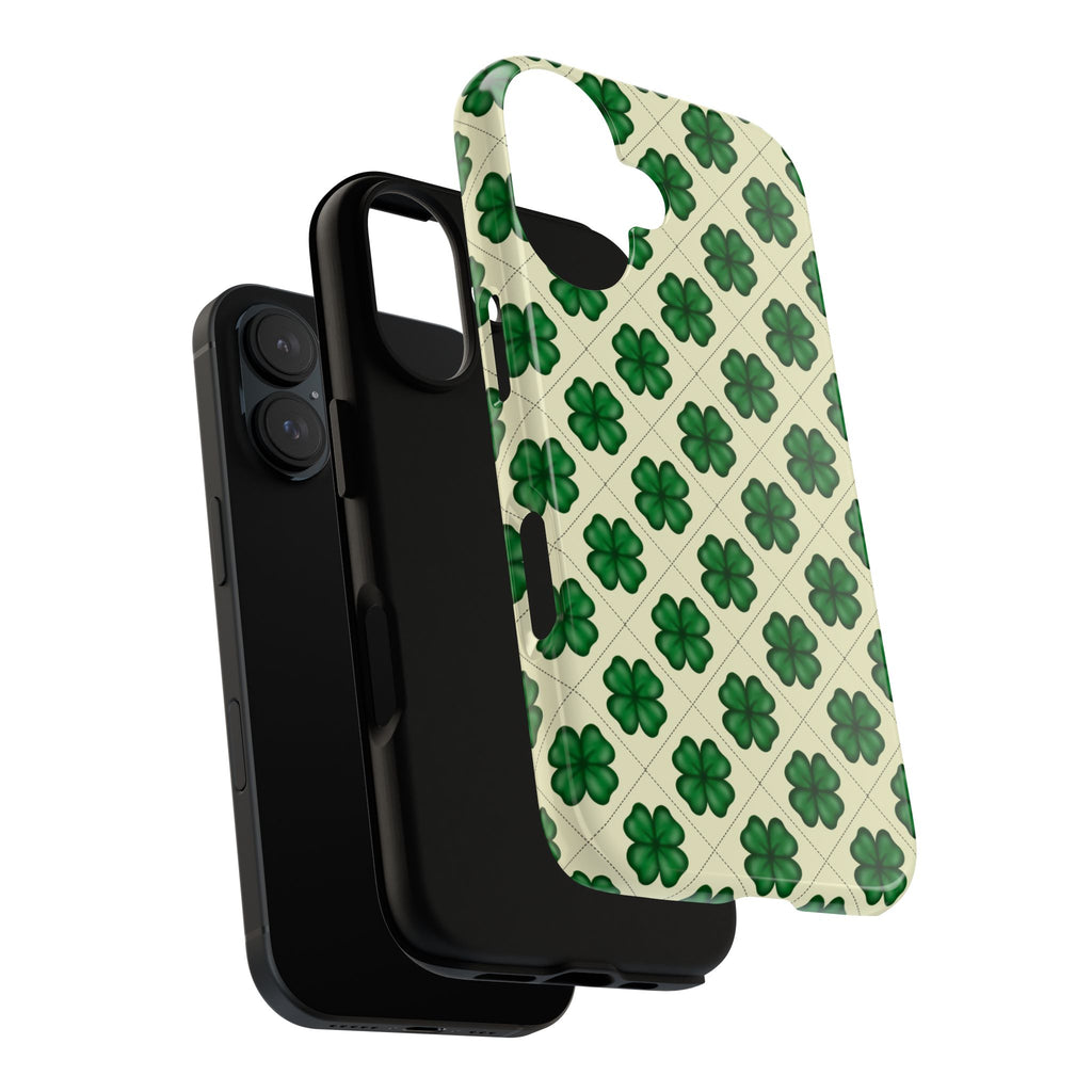 St. Patrick’s Shamrock Tough Phone Case — Green Clover Pattern