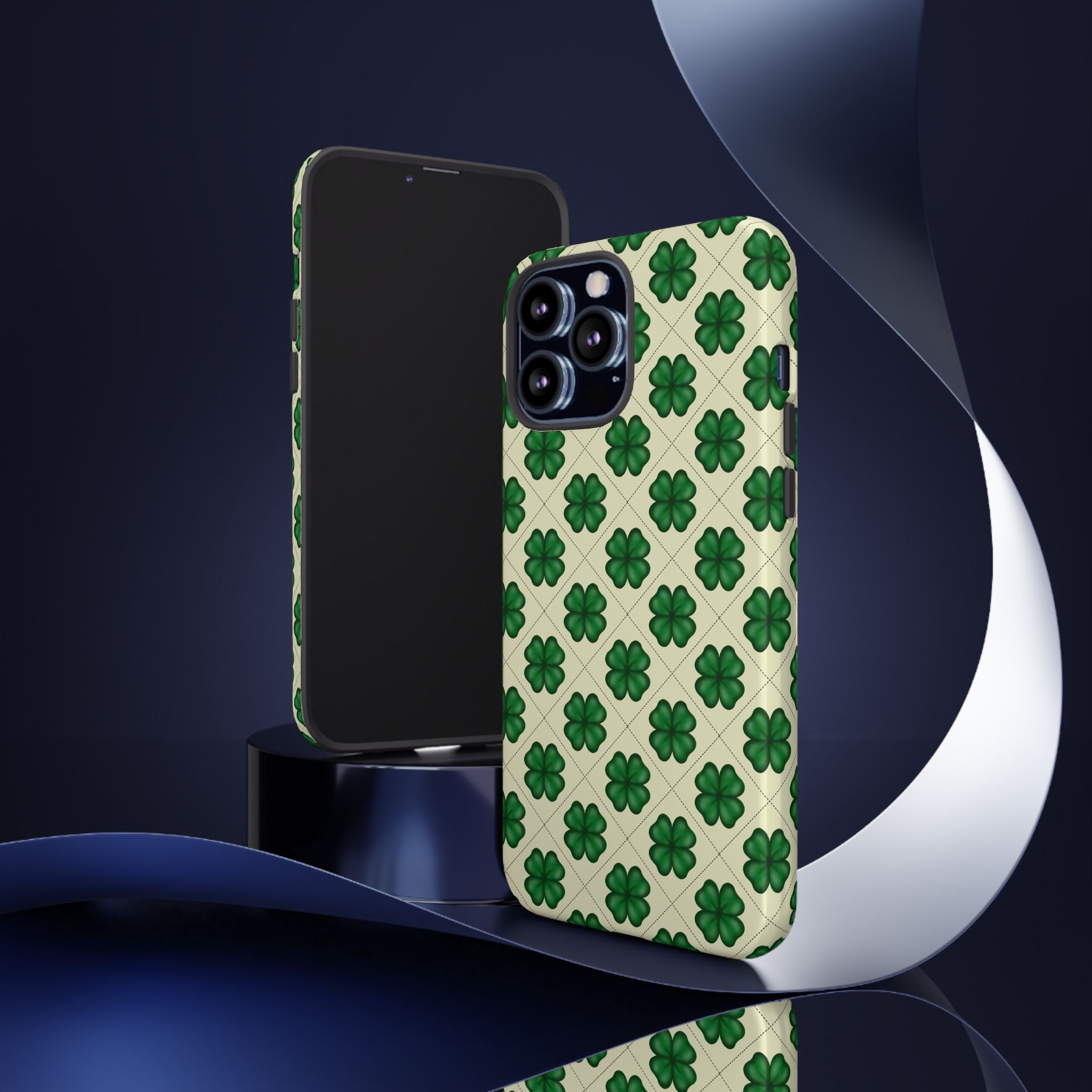 St. Patrick’s Shamrock Tough Phone Case — Green Clover Pattern