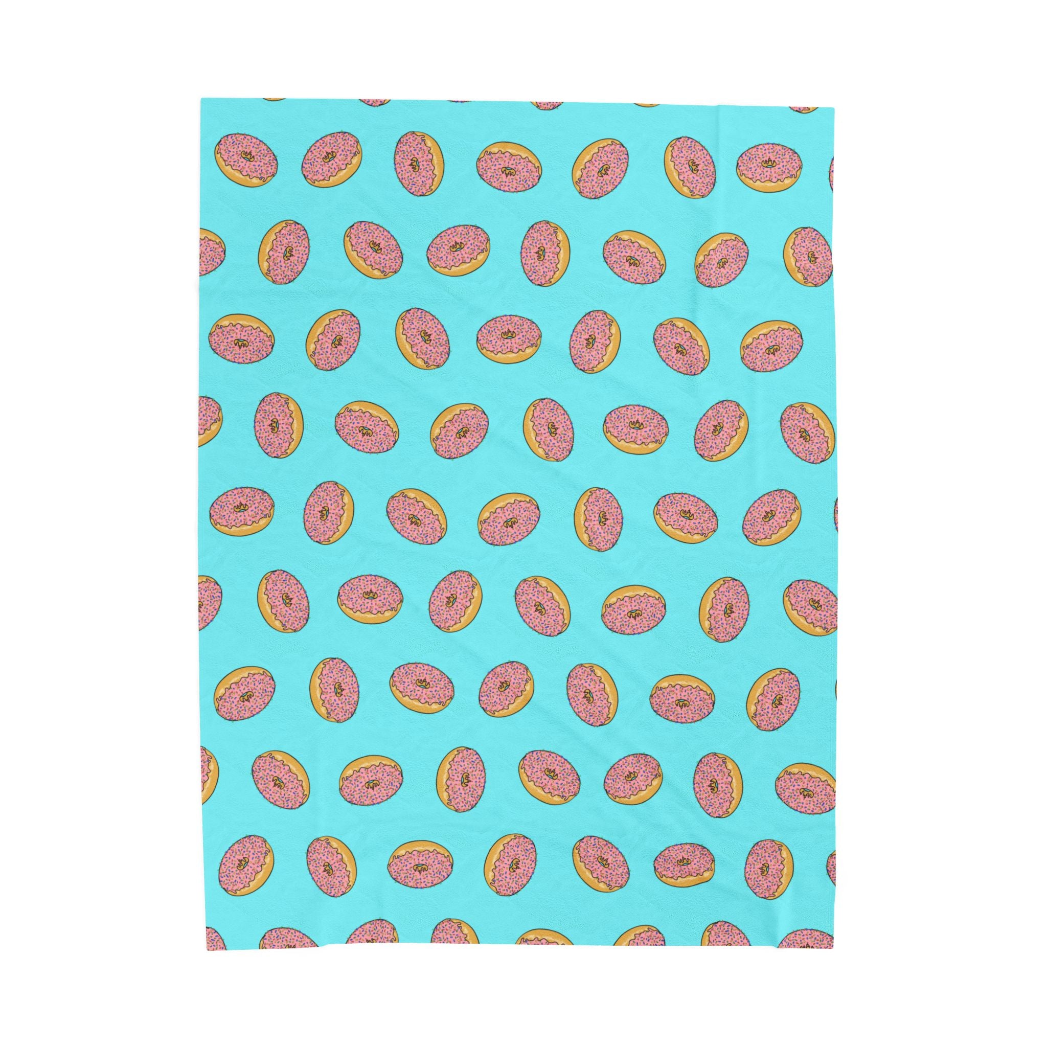Pink Donut Pattern Velveteen Plush Blanket | Blue Sprinkle Bakery Throw