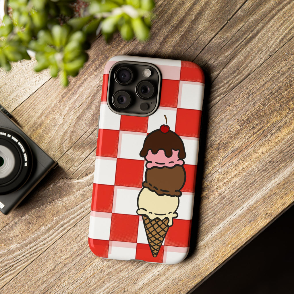 Neapolitan Ice Cream Picnic iPhone Case — 'Tough Cases' Design