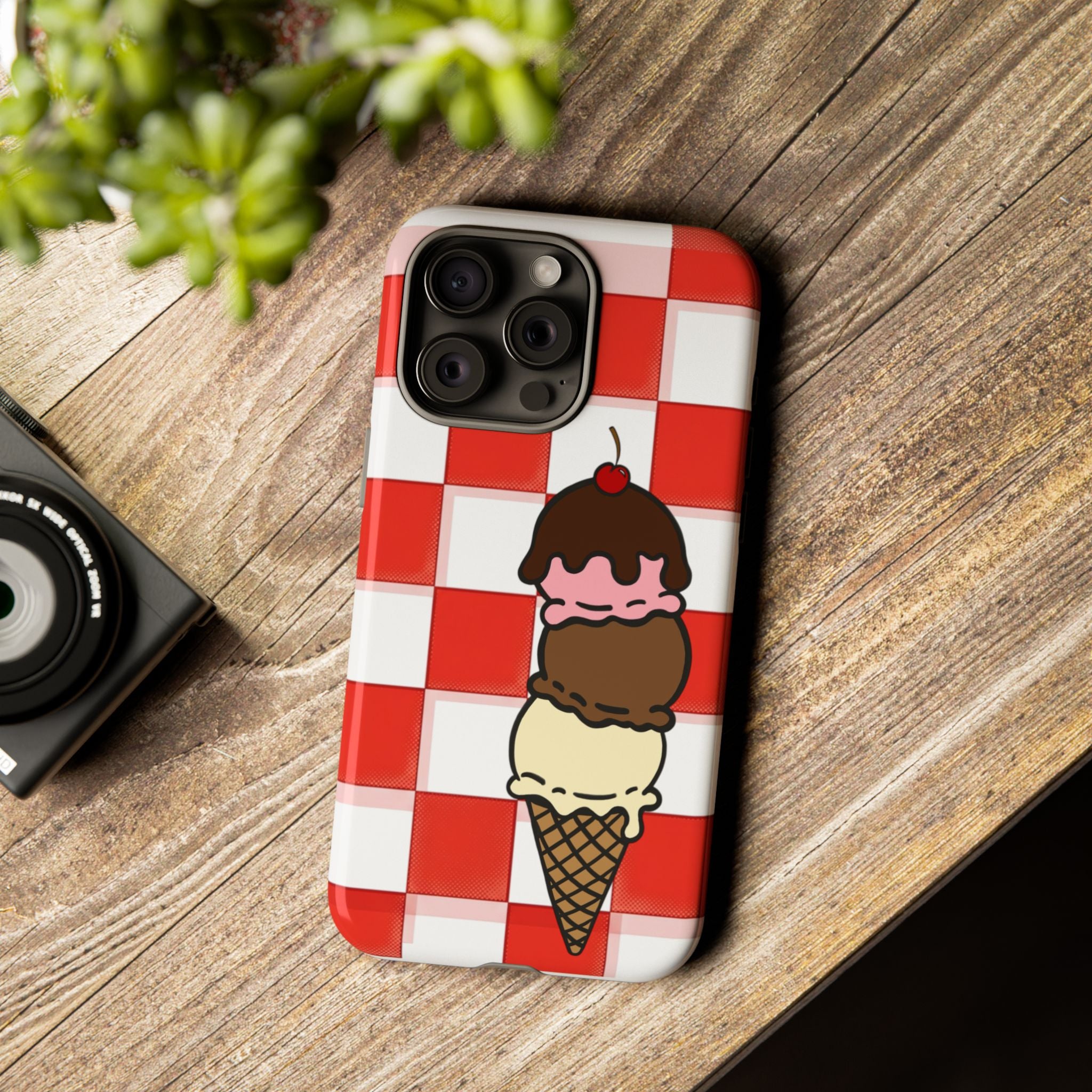 Neapolitan Ice Cream Picnic iPhone Case — 'Tough Cases' Design