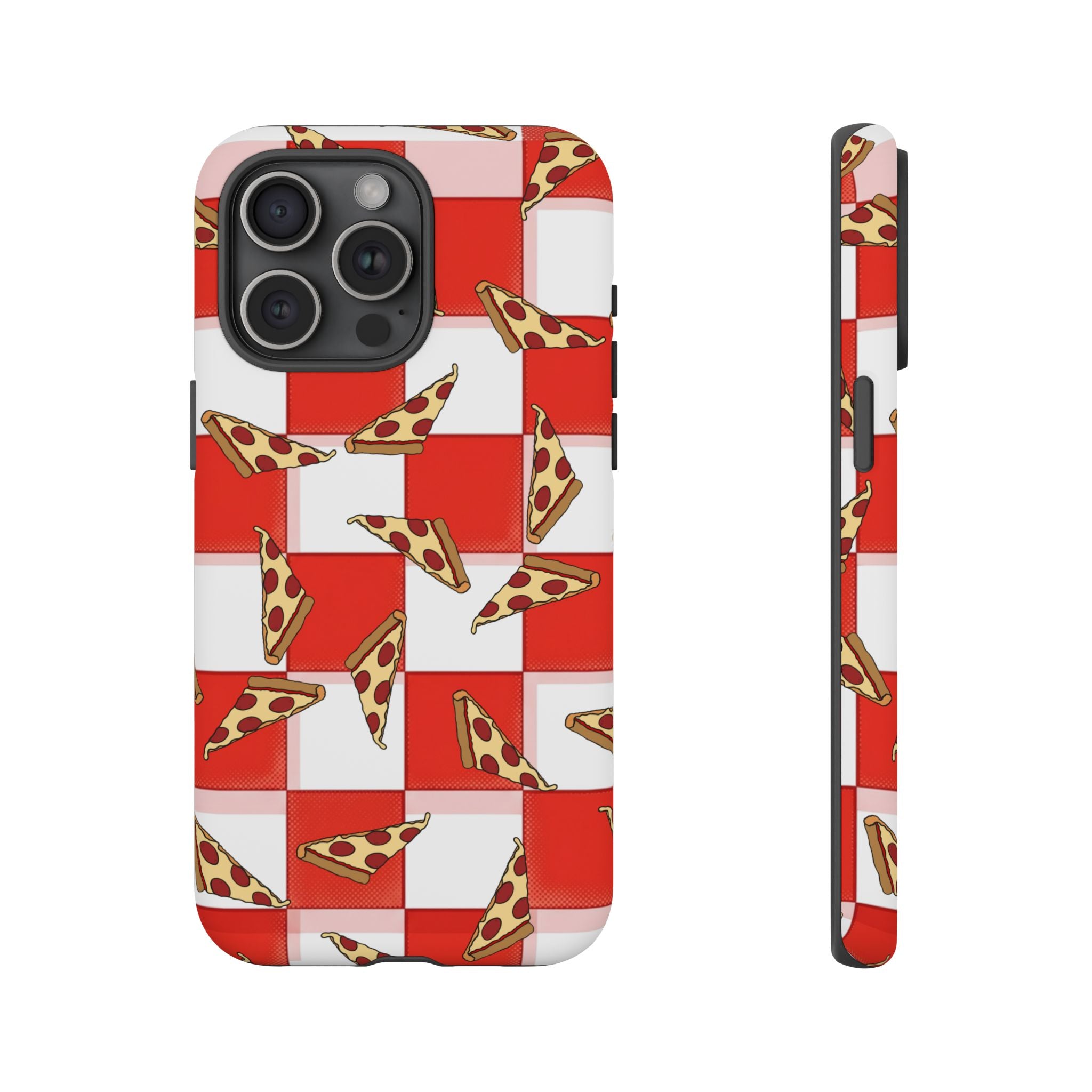 Pizza Pattern Phone Case — Red Picnic Table Pepperoni Design