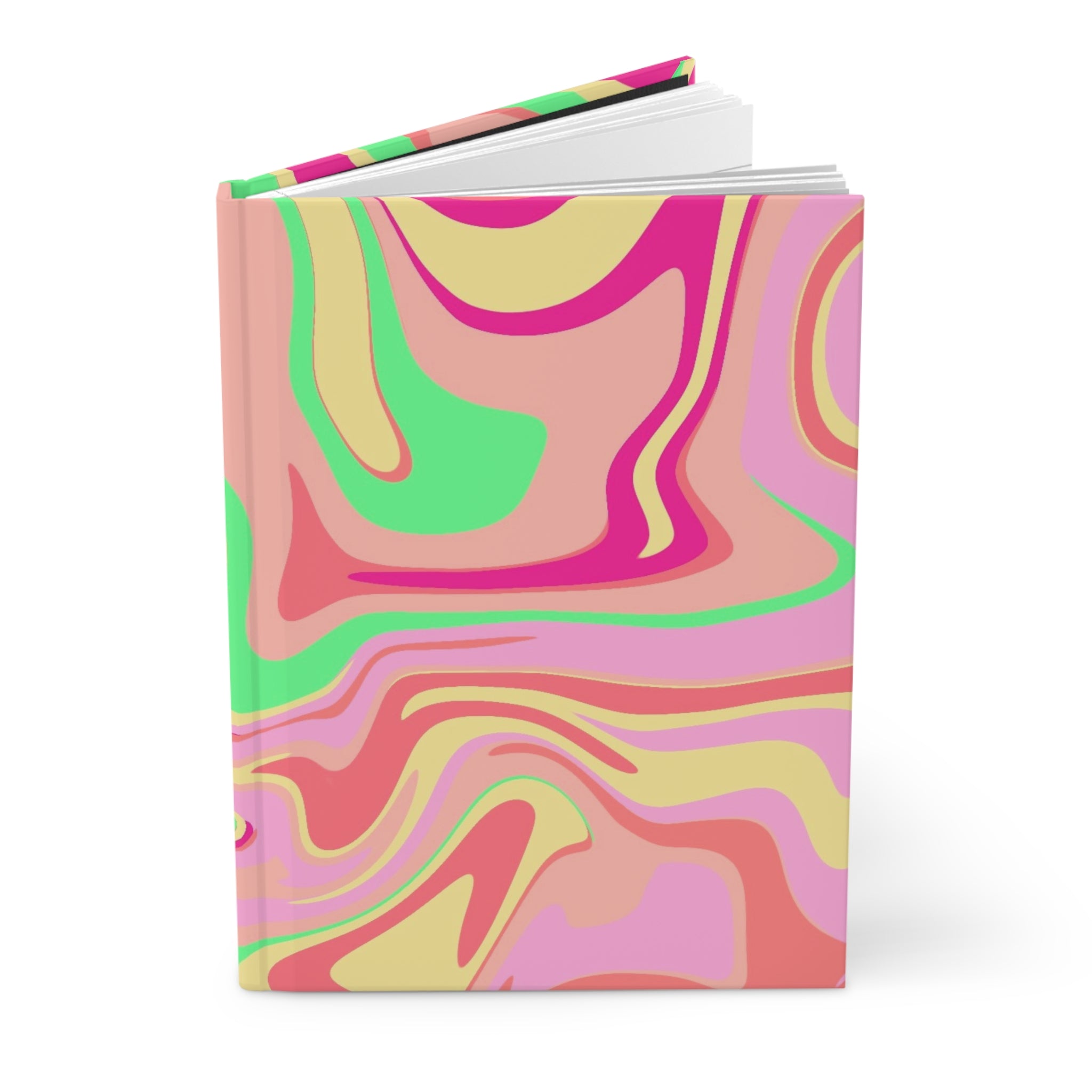 Hardcover Journal — Retro Neon Swirl Marble Notebook for Notes & Journaling