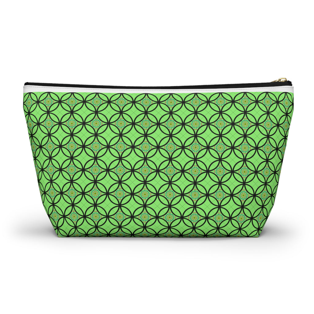 Green Geometric Accessory Pouch — T‑Bottom Makeup Bag