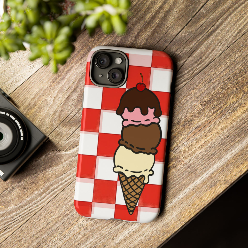 Neapolitan Ice Cream Picnic iPhone Case — 'Tough Cases' Design