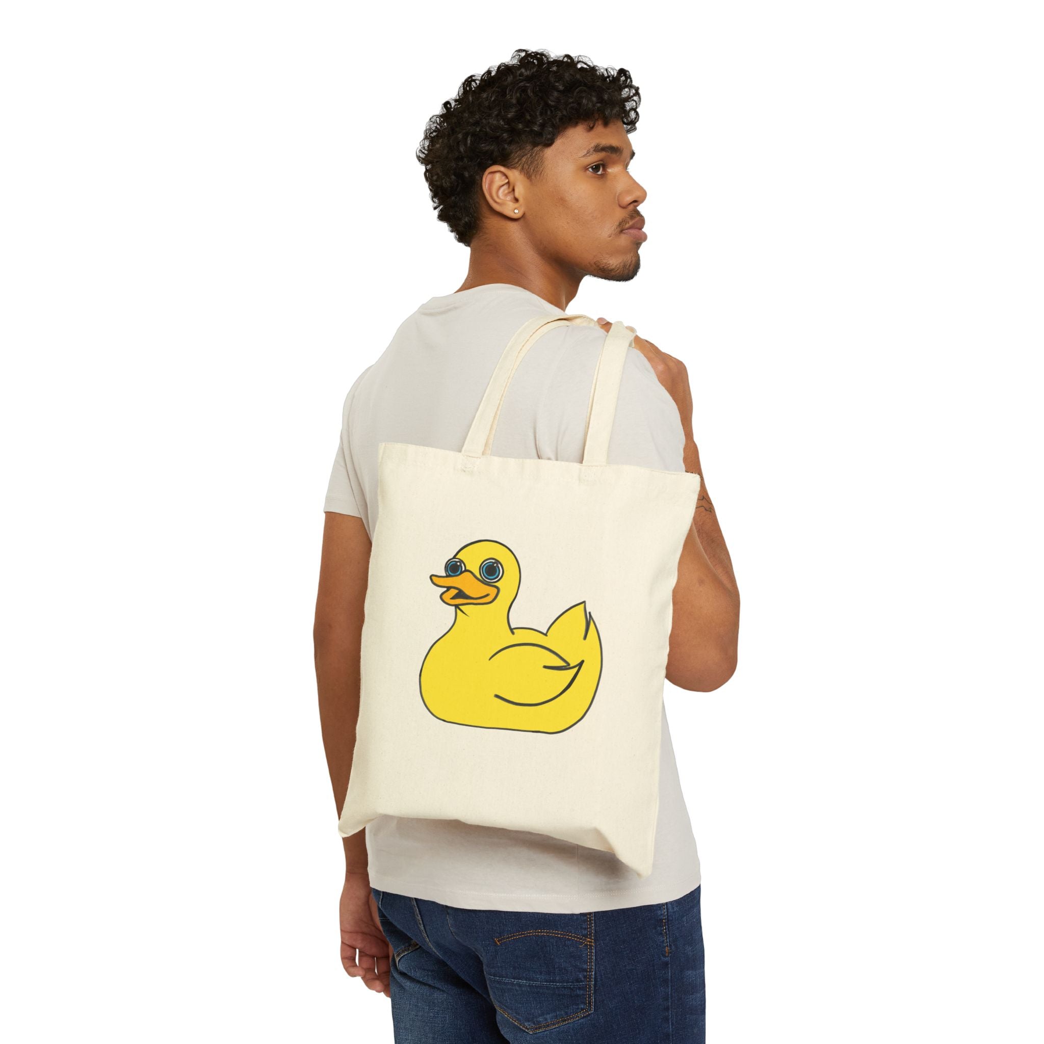 Rubber Duck Canvas Tote — "QUACK QUACK" Funny Cotton Grocery Bag