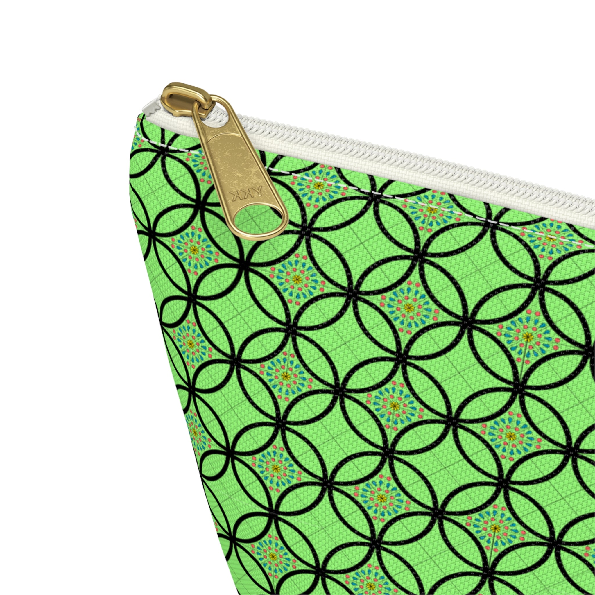 Green Geometric Accessory Pouch — T‑Bottom Makeup Bag