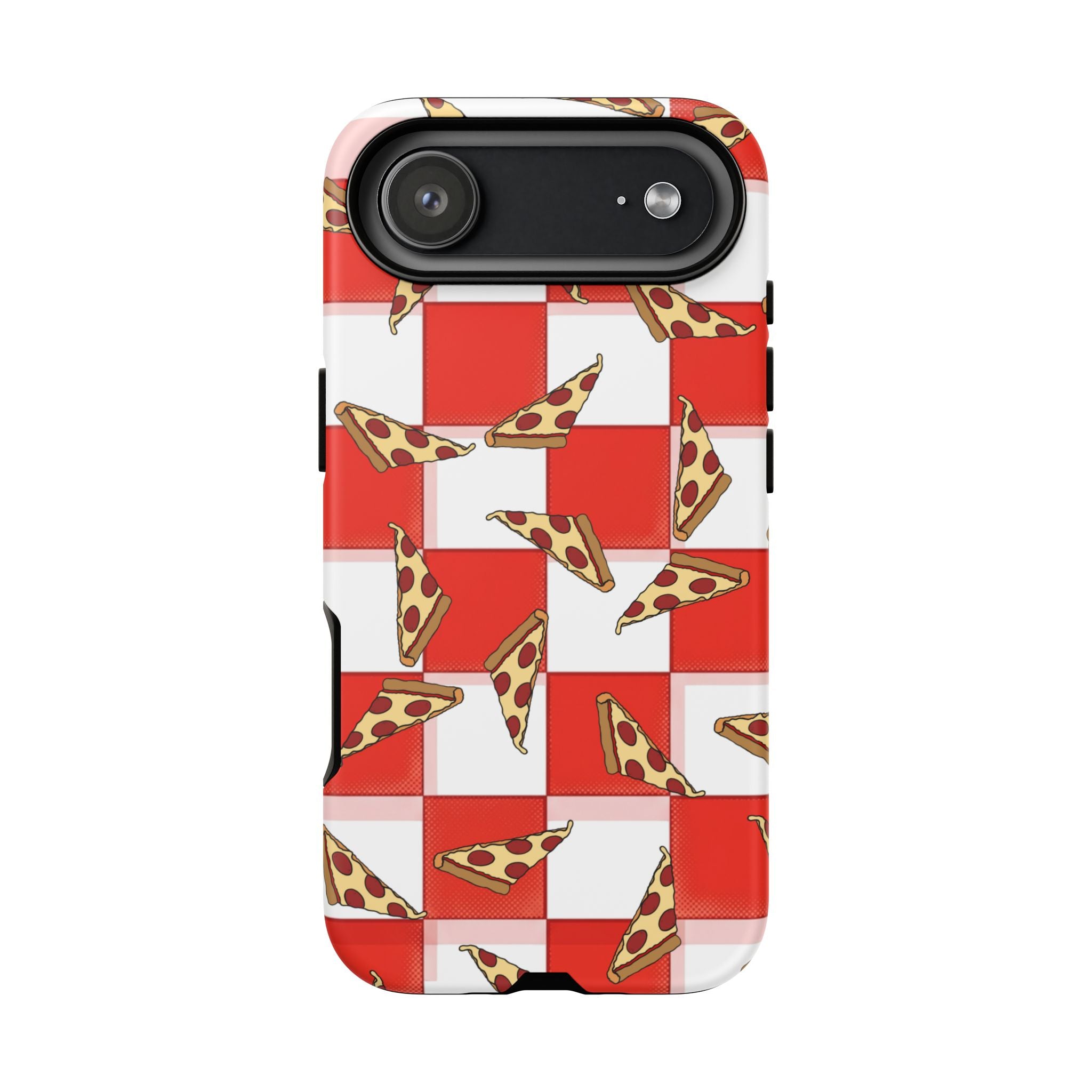 Pizza Pattern Phone Case — Red Picnic Table Pepperoni Design