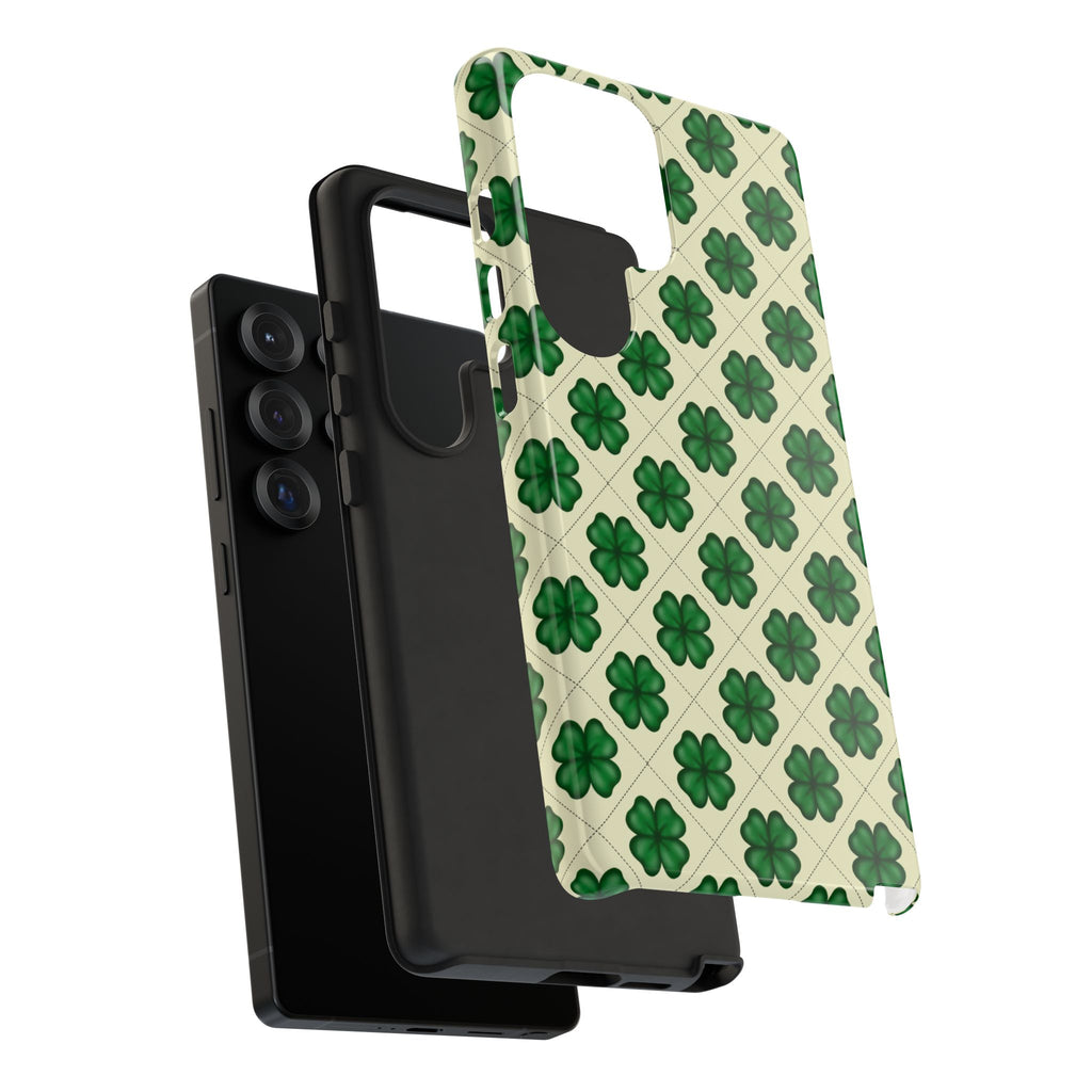 St. Patrick’s Shamrock Tough Phone Case — Green Clover Pattern