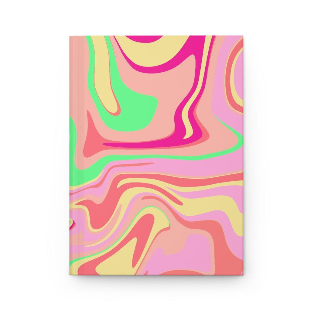 Hardcover Journal — Retro Neon Swirl Marble Notebook for Notes & Journaling