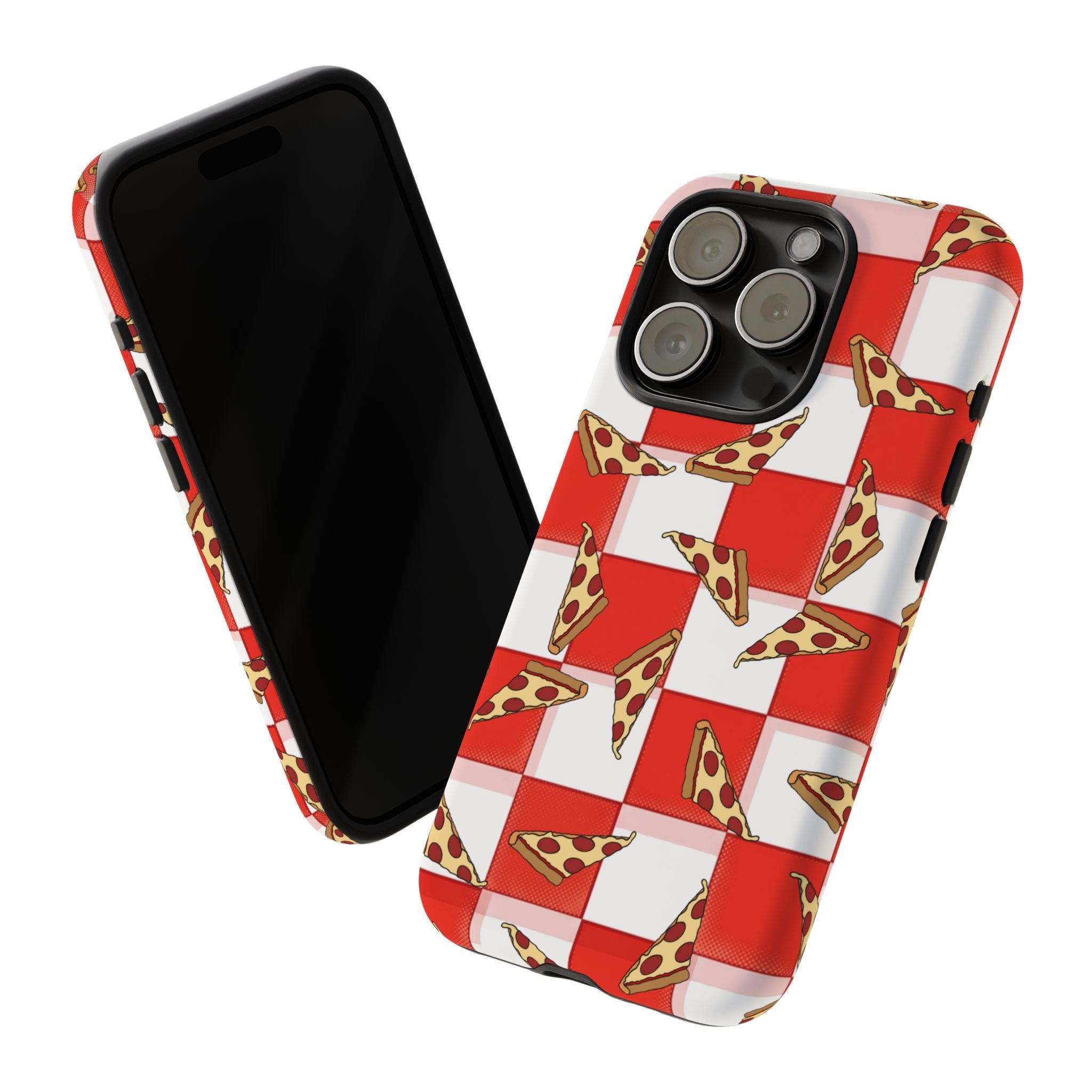 Pizza Pattern Phone Case — Red Picnic Table Pepperoni Design